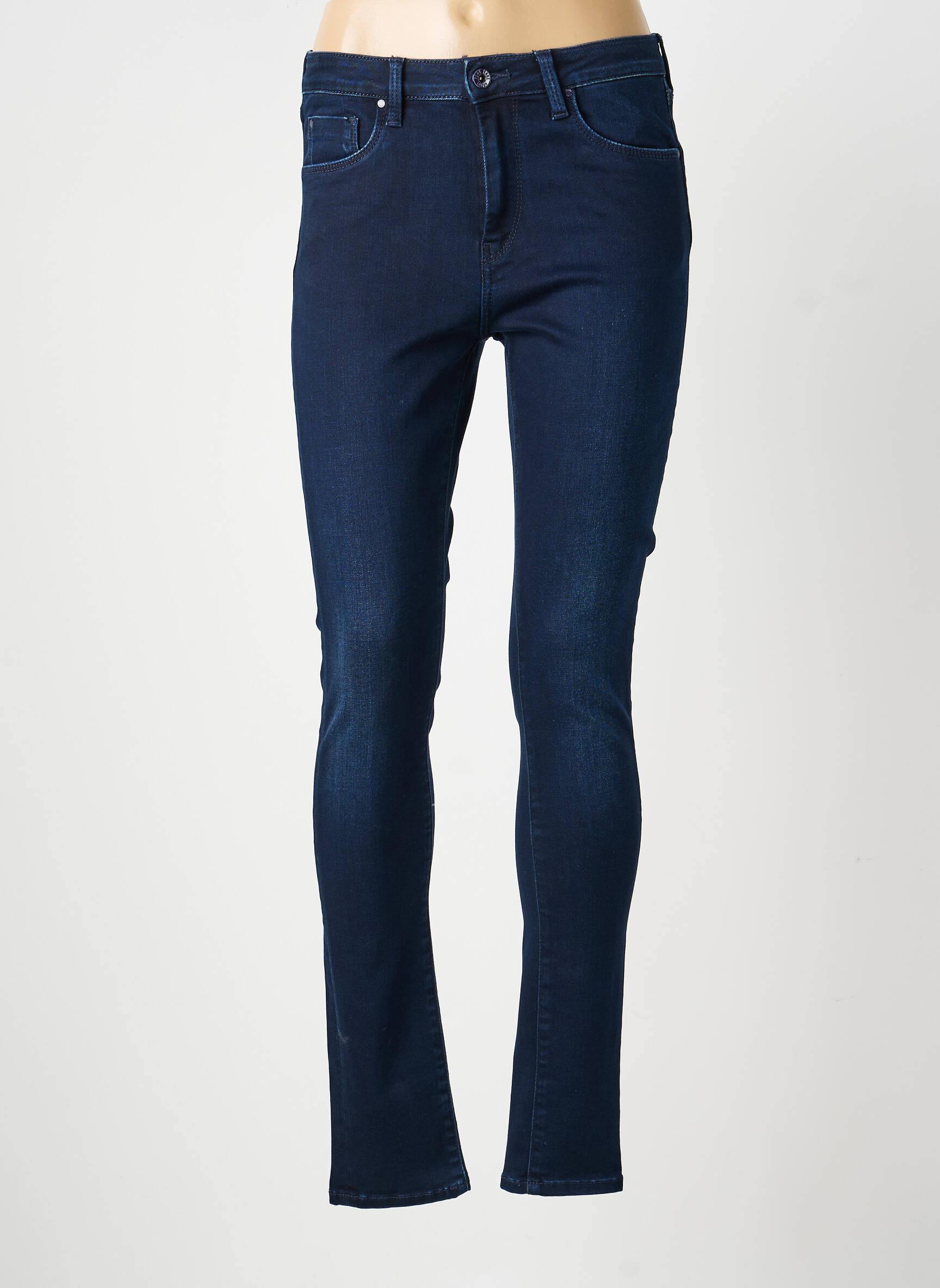 Blugi skinny țesătură brută talie înaltă albastru PEPE JEANS femeie