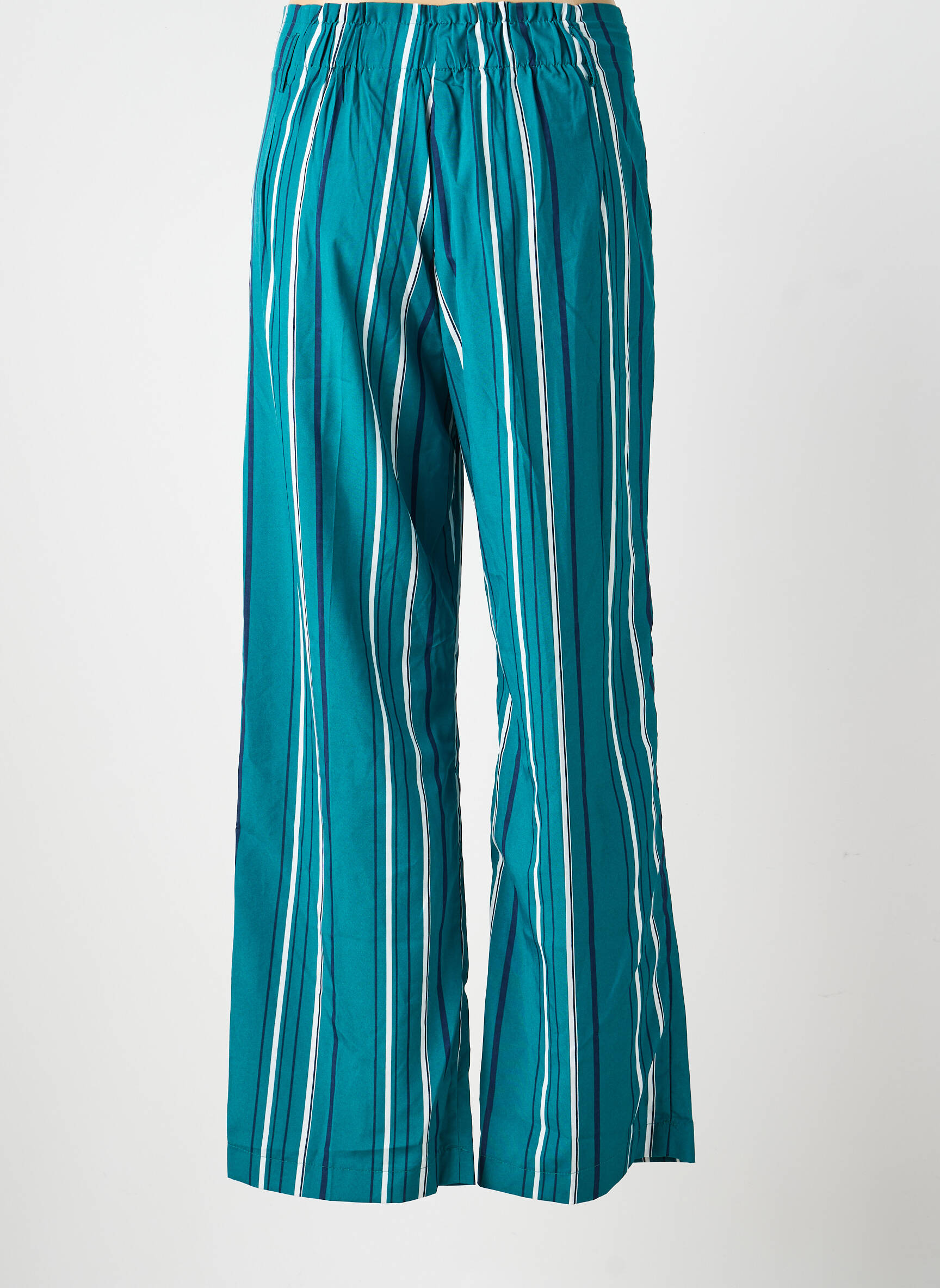 Pantalon larg țesătură poplin talie înaltă verde GRACE & MILA femeie