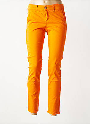 Pantalon chino țesătură poplin mărime normală portocalie HAPPY femeie