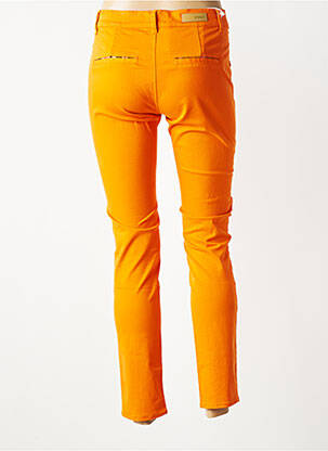 Pantalon chino țesătură poplin mărime normală portocalie HAPPY femeie