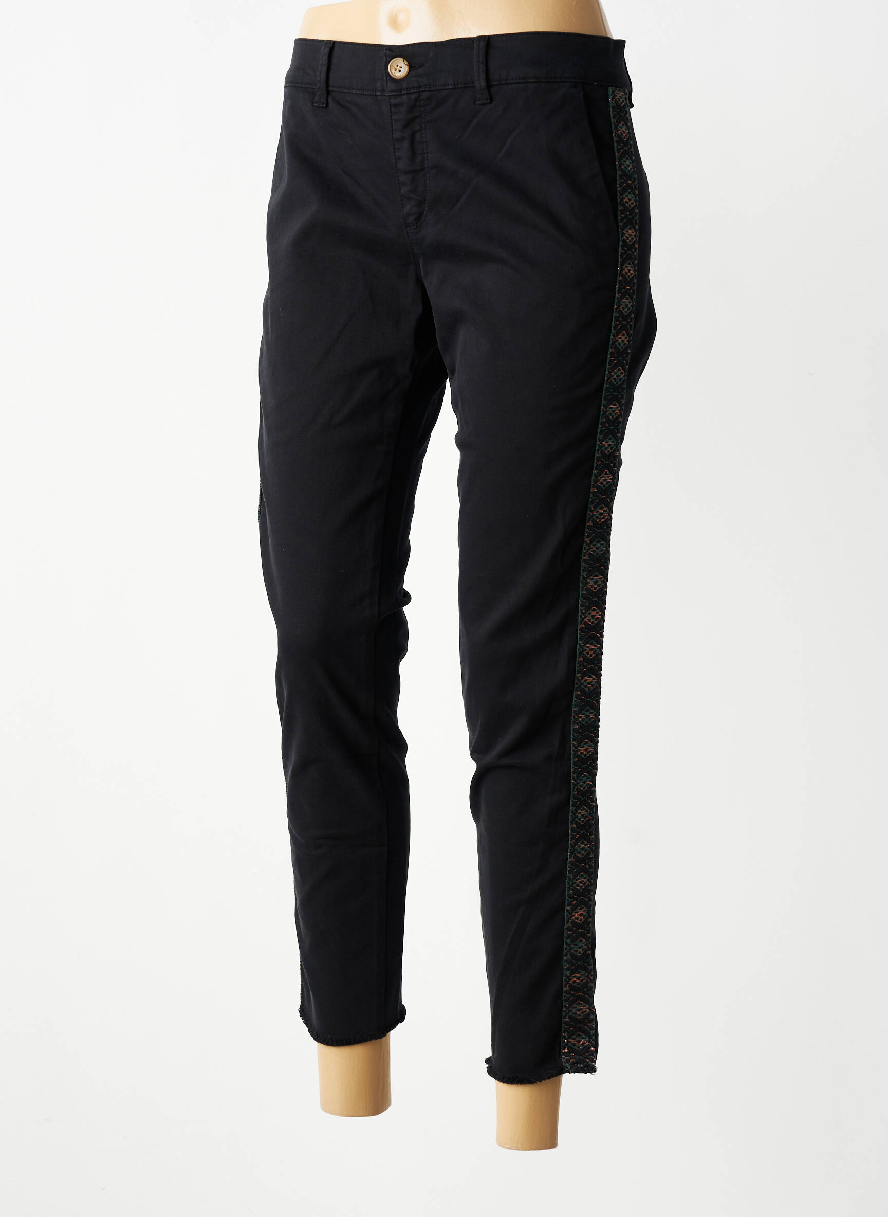 Pantalon 7/8 elasticitate mărime normală negru HAPPY femeie
