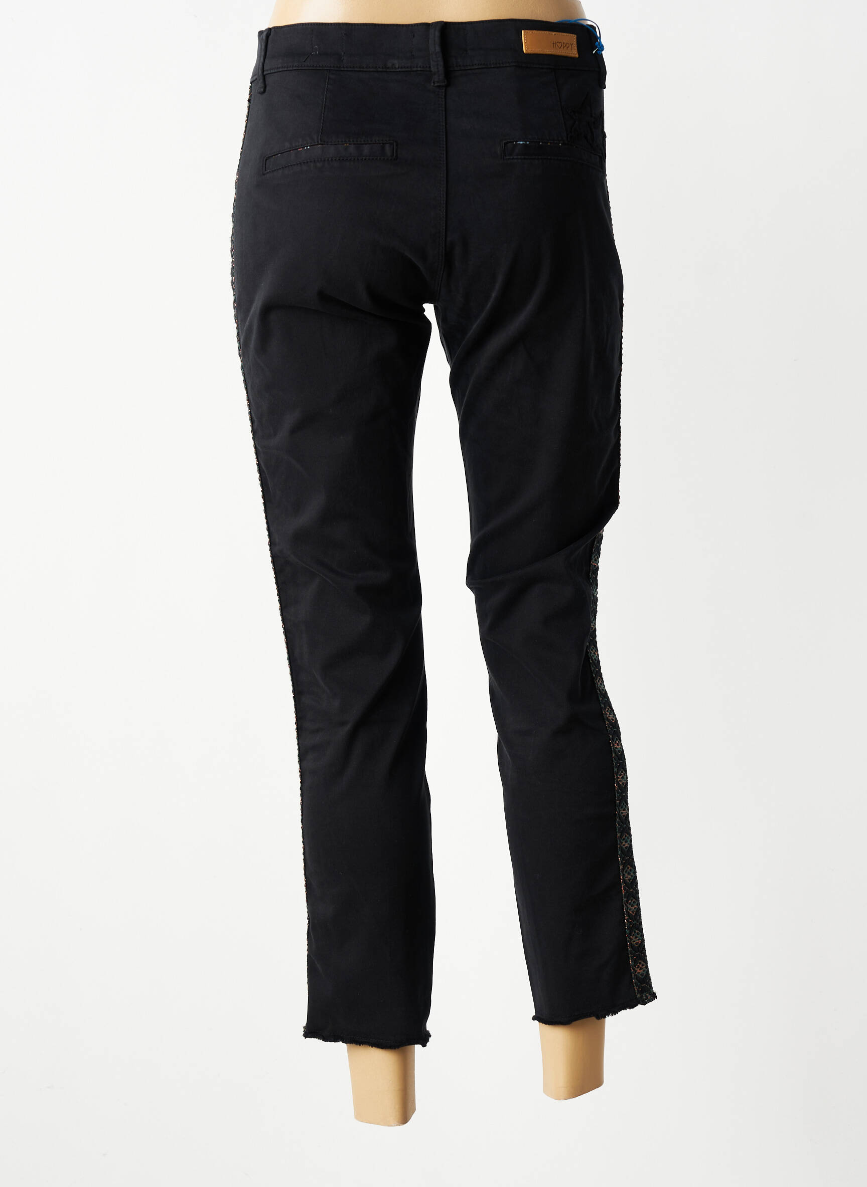 Pantalon 7/8 elasticitate mărime normală negru HAPPY femeie