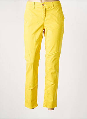 Pantalon chino țesătură poplin mărime normală galben HAPPY femeie