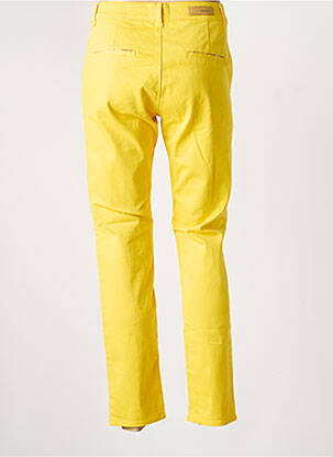 Pantalon chino țesătură poplin mărime normală galben HAPPY femeie