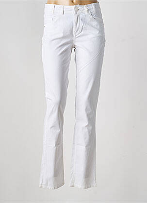 Pantalon slim țesătură poplin mărime normală alb TBS femeie