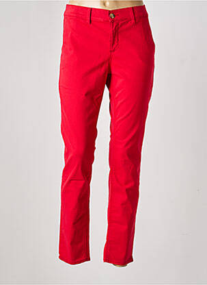 Pantalon chino țesătură poplin mărime normală roșu HAPPY femeie