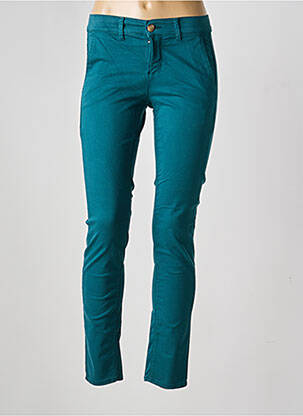 Pantalon chino țesătură poplin mărime normală verde HAPPY femeie