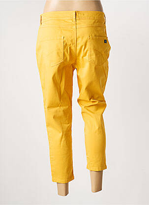 Pantalon 7/8 țesătură poplin talie joasă galben TBS femeie