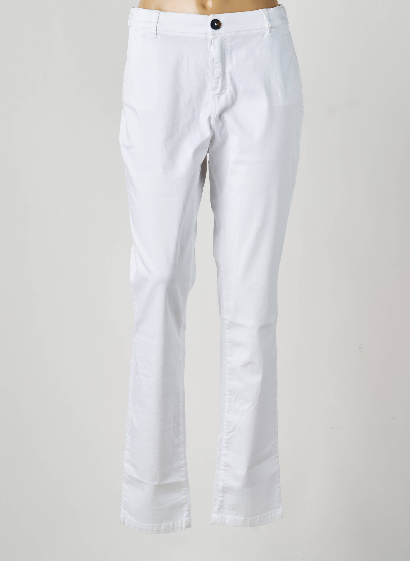 Pantalon chino țesătură poplin mărime normală alb TBS femeie