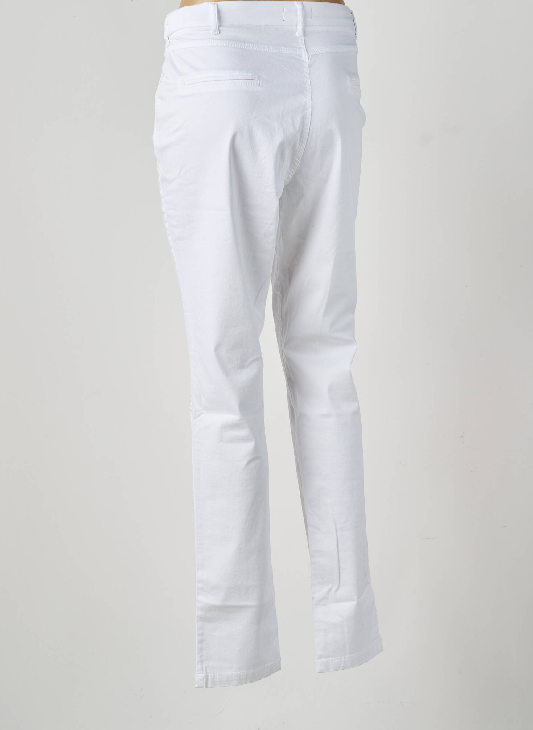 Pantalon chino țesătură poplin mărime normală alb TBS femeie