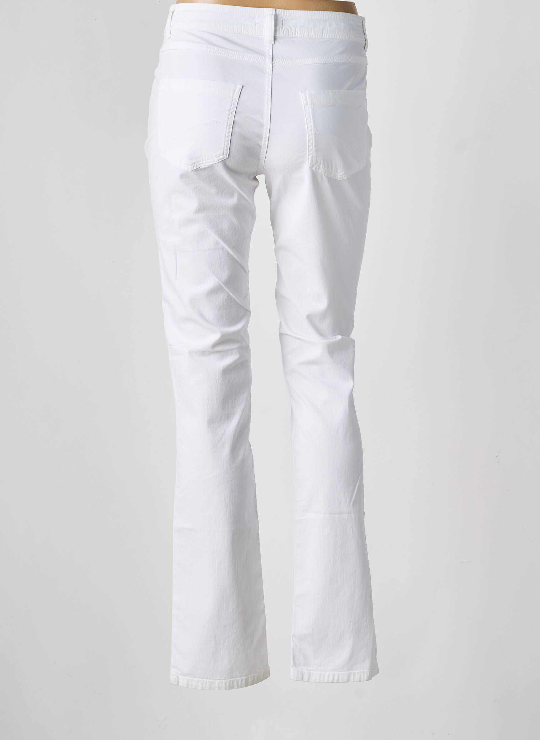 Pantalon slim țesătură poplin mărime normală alb TBS femeie