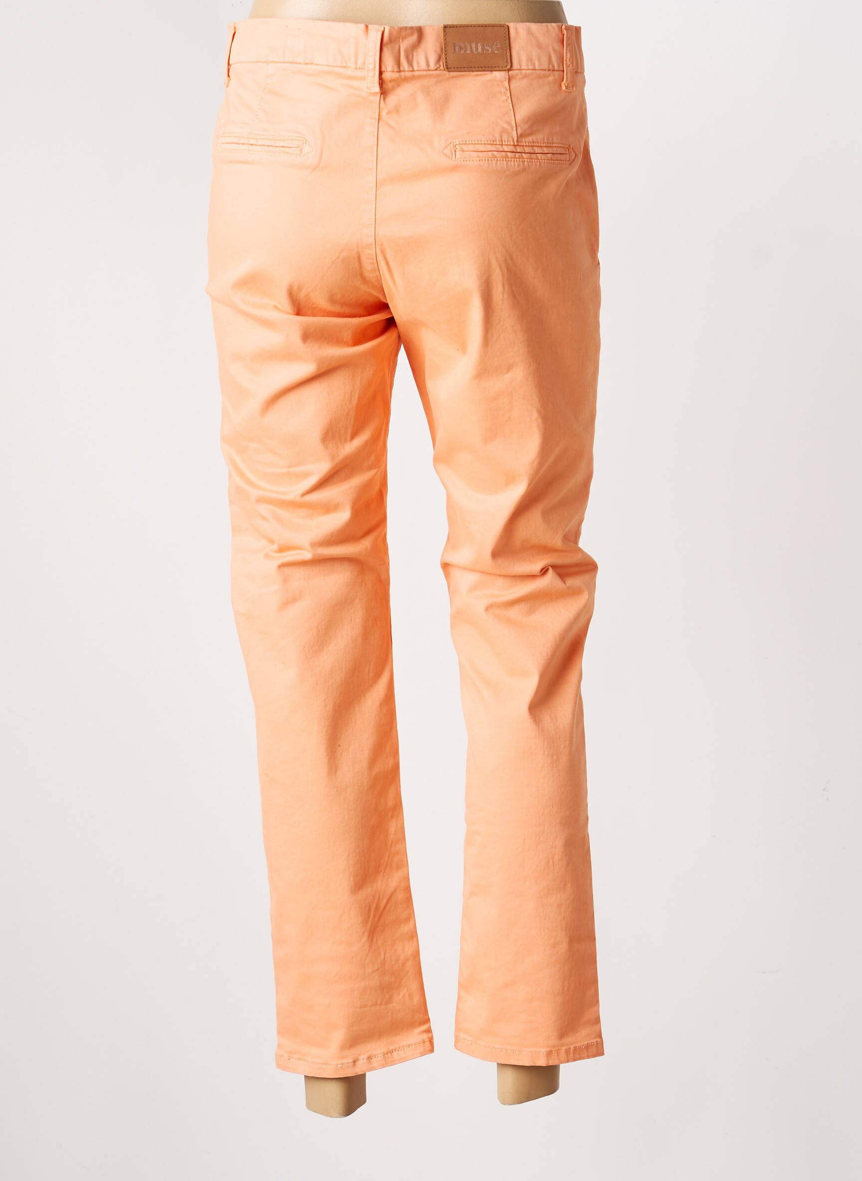 Pantalon chino țesătură poplin mărime normală portocalie MUSE femeie
