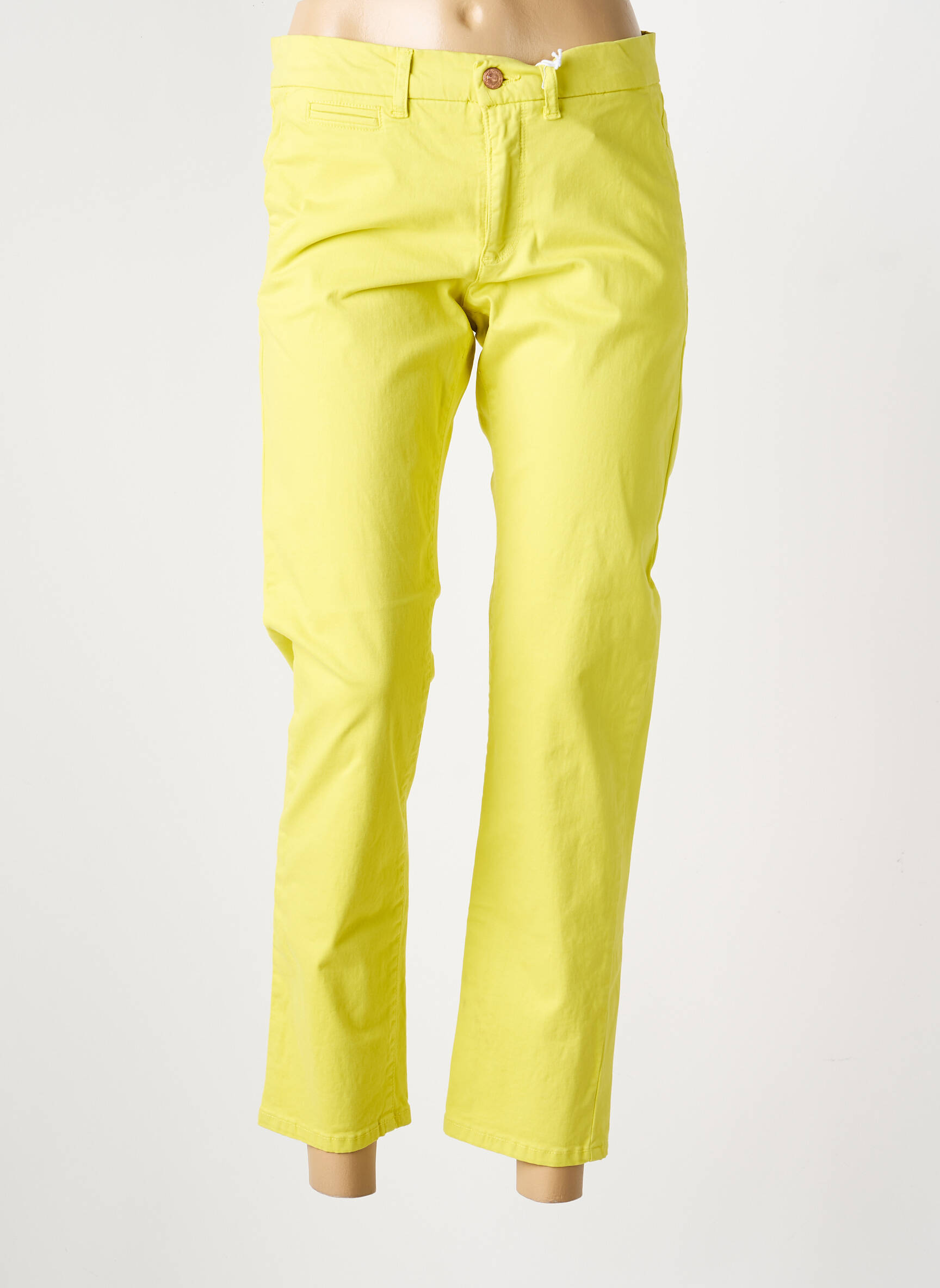 Pantalon chino țesătură poplin mărime normală galben MUSE femeie