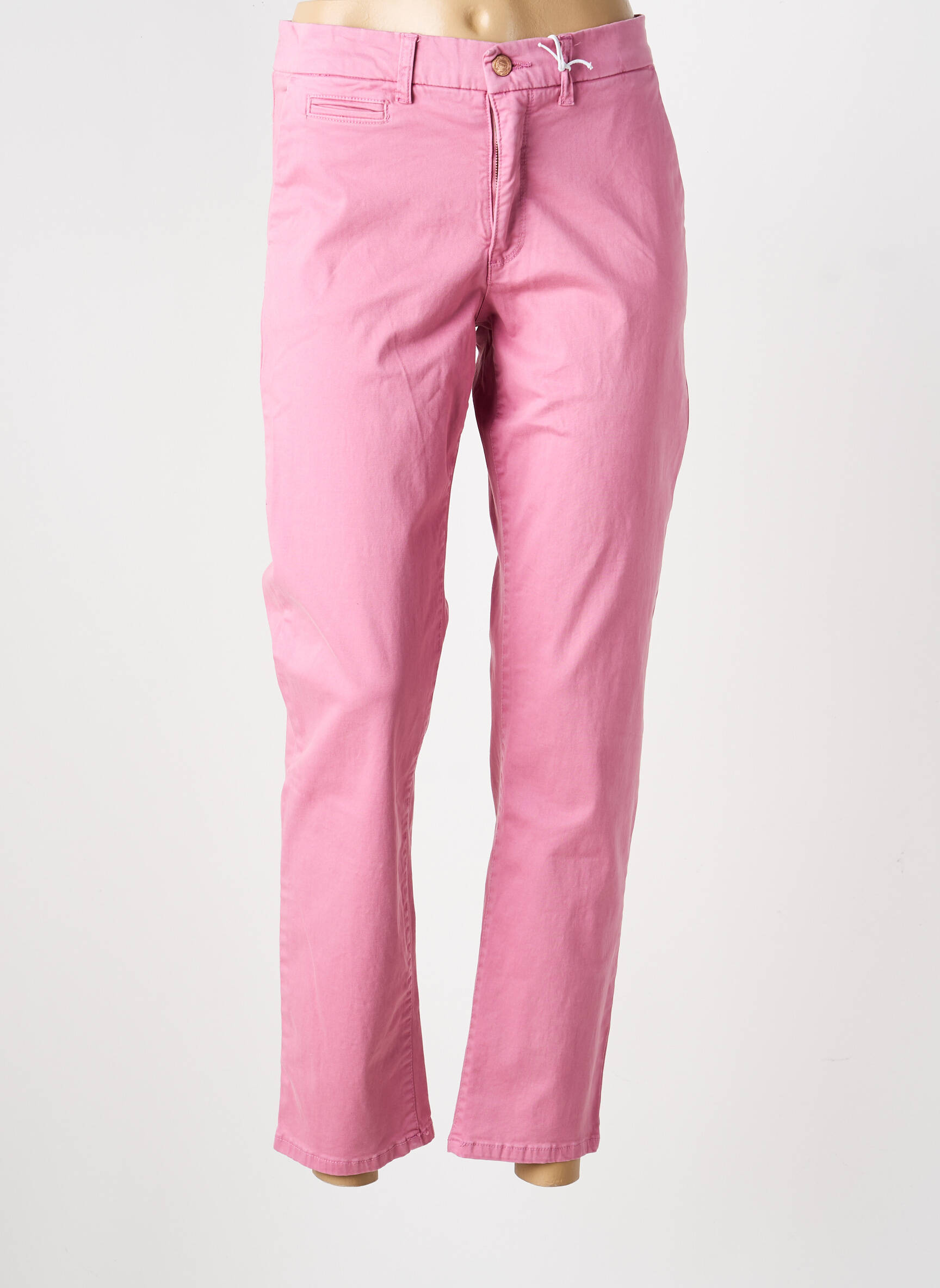 Pantalon chino țesătură poplin mărime normală roz MUSE femeie