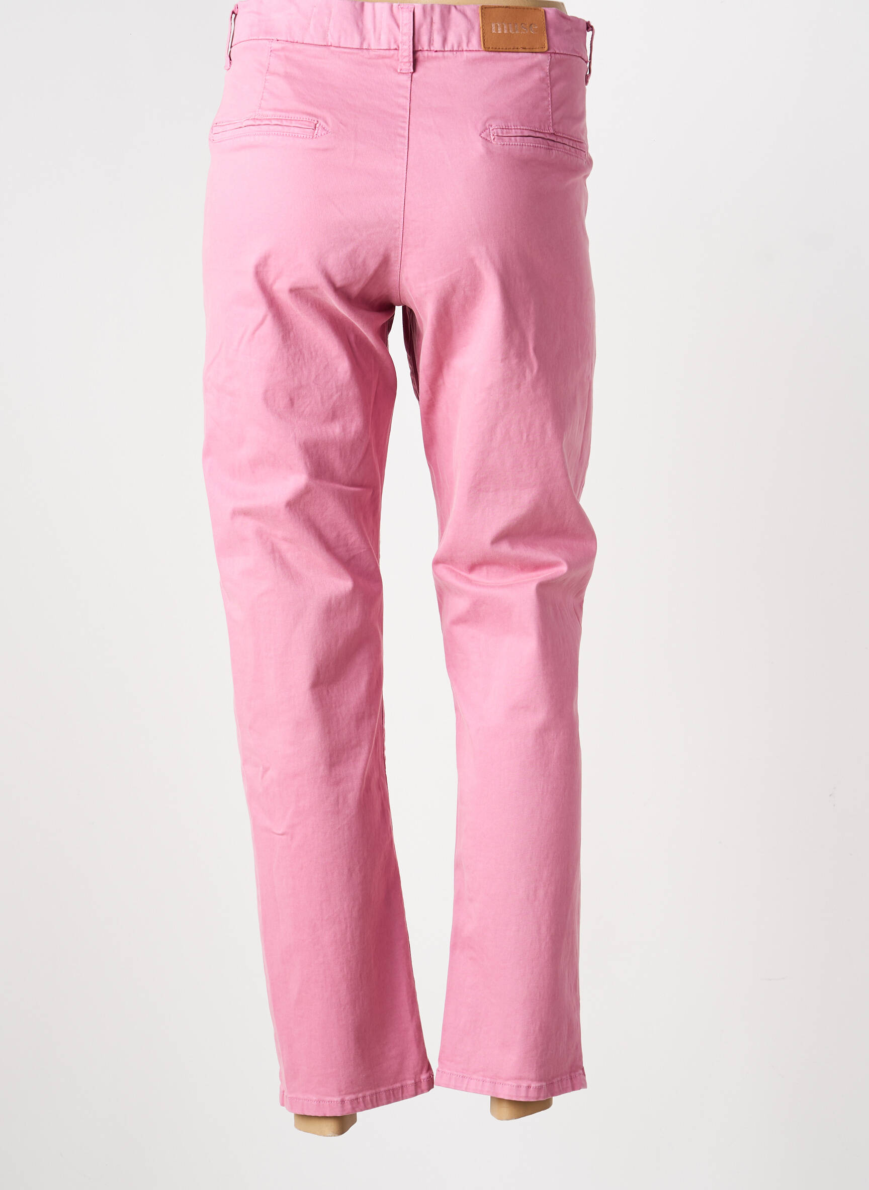 Pantalon chino țesătură poplin mărime normală roz MUSE femeie