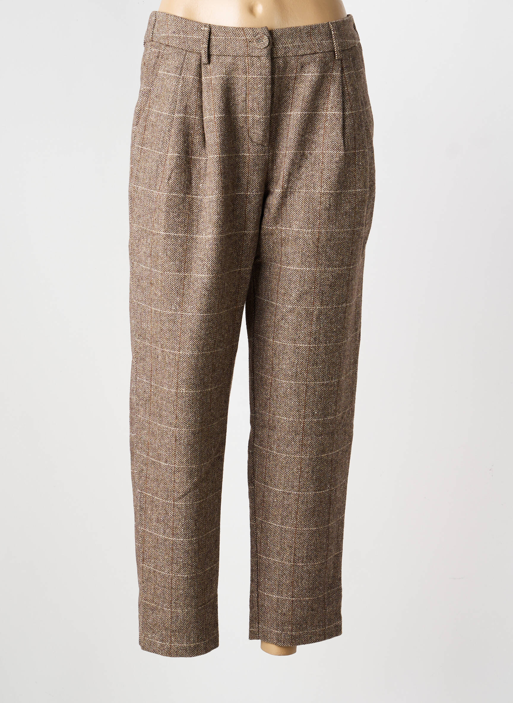 Pantalon drept talie înaltă talie înaltă maro MOLLY BRACKEN femeie