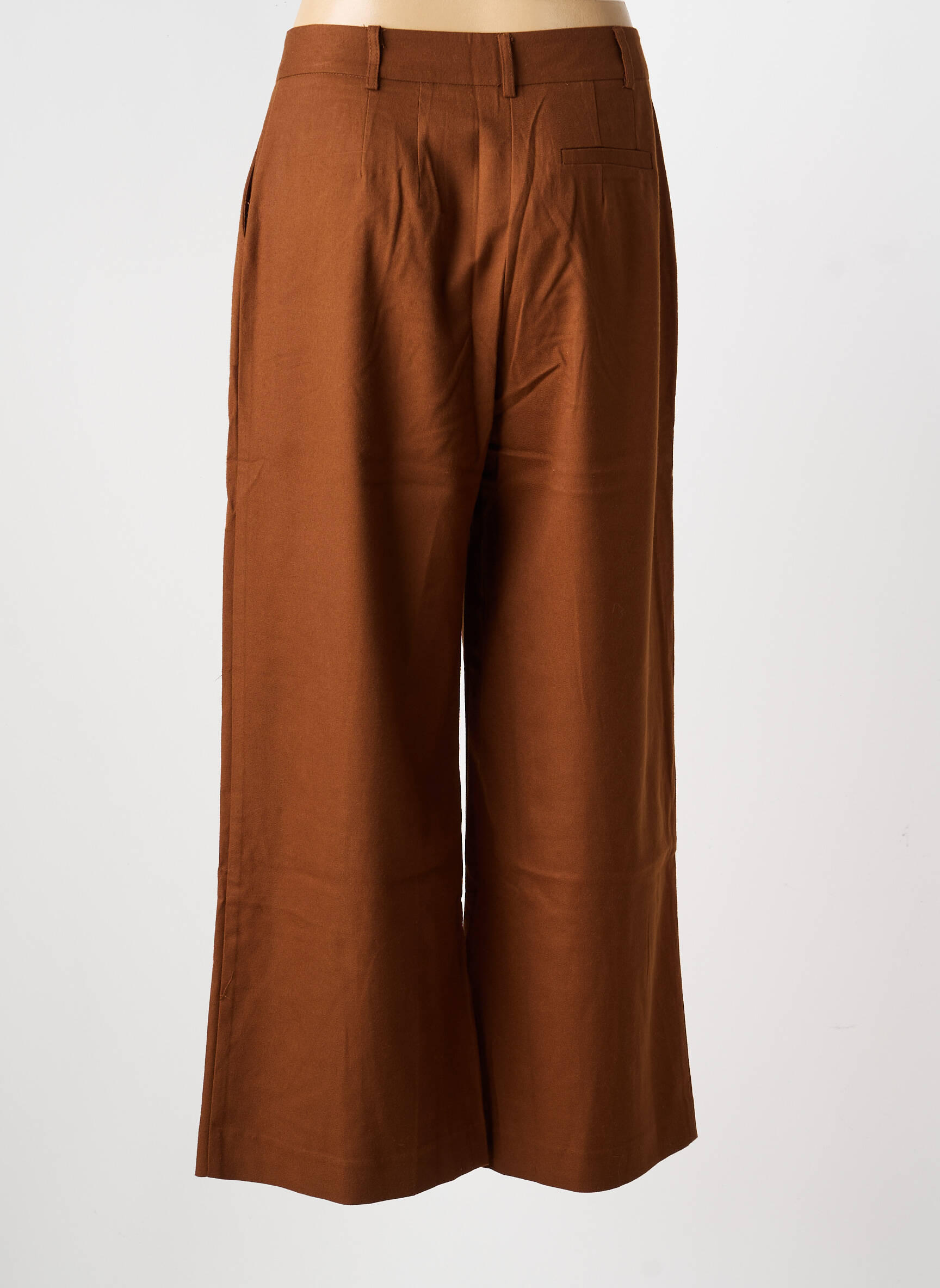 Pantalon larg țesătură crep talie înaltă maro LA PETITE ETOILE femeie