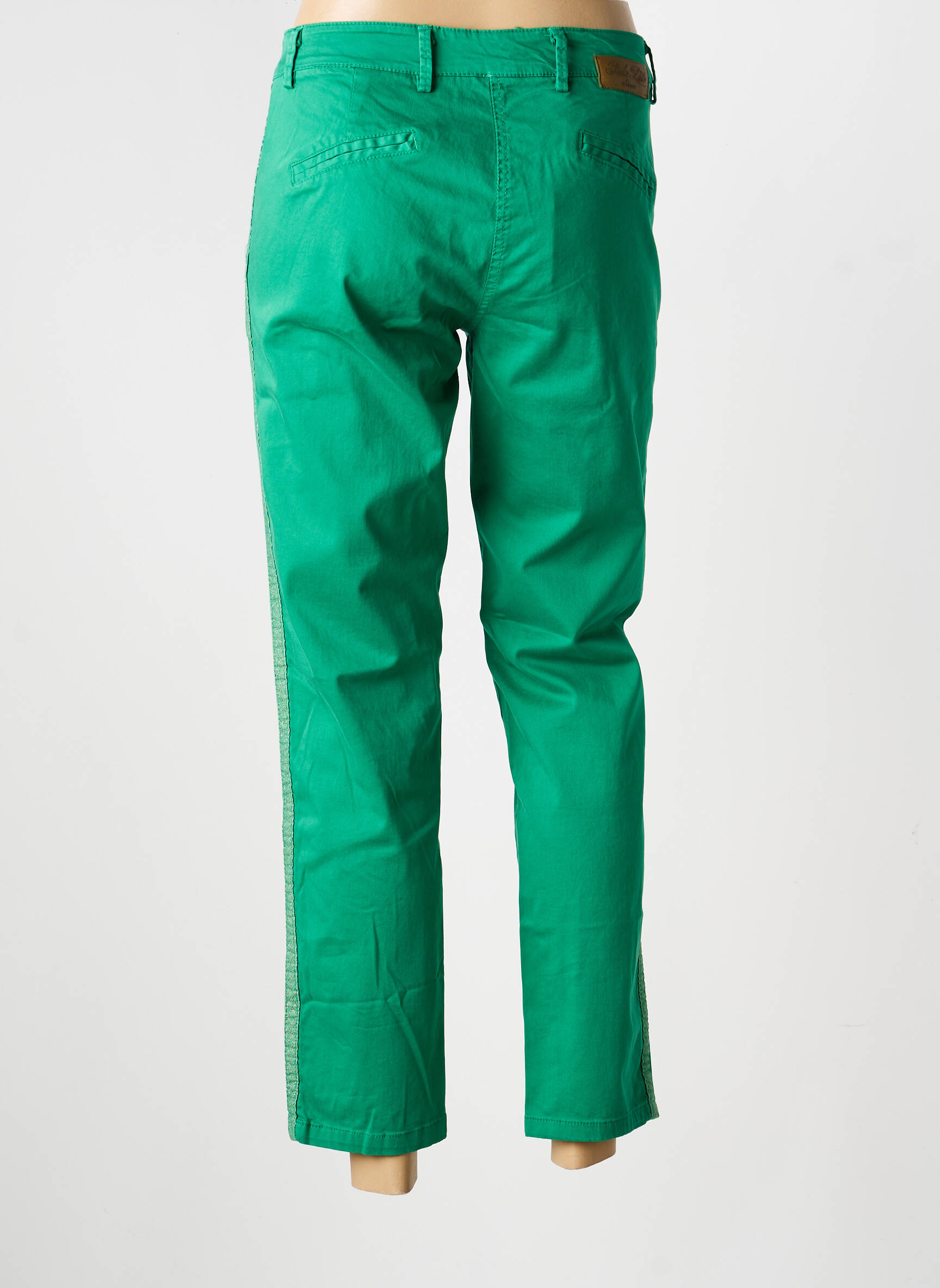 Pantalon chino țesătură poplin mărime normală verde PAKO LITTO femeie