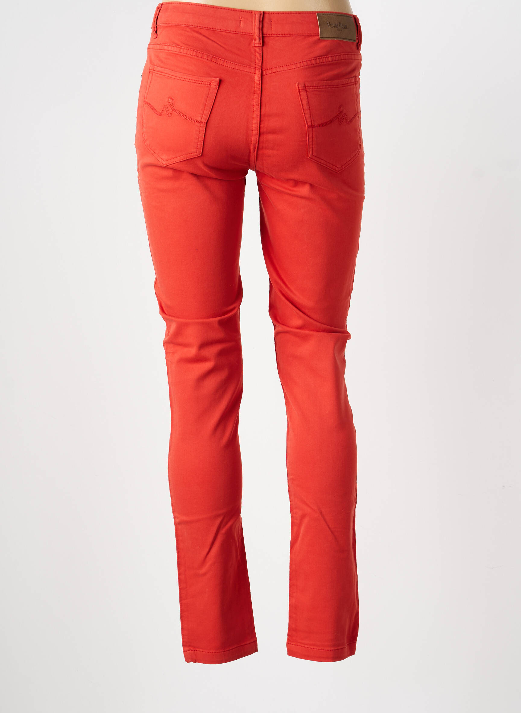 Pantalon slim țesătură poplin mărime normală portocalie VOTRE NOM femeie
