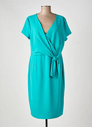 Rochie midi țesătură crep mâneci scurte verde ESTEL COLLECTION femeie