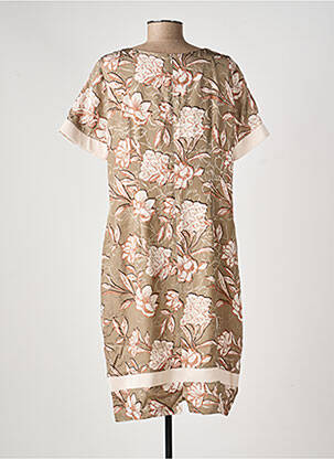 Rochie midi imprimeu floral mâneci scurte maro ESTEL COLLECTION femeie
