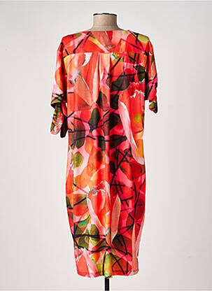 Rochie midi imprimeu floral mâneci scurte portocalie EROKE femeie