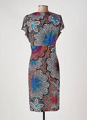 Rochie midi imprimeu fantezie mâneci scurte negru EROKE femeie