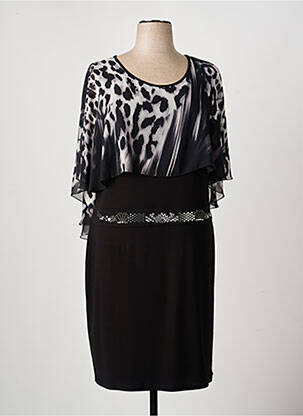 Rochie midi țesătură crep mâneci scurte negru FRANK LYMAN femeie