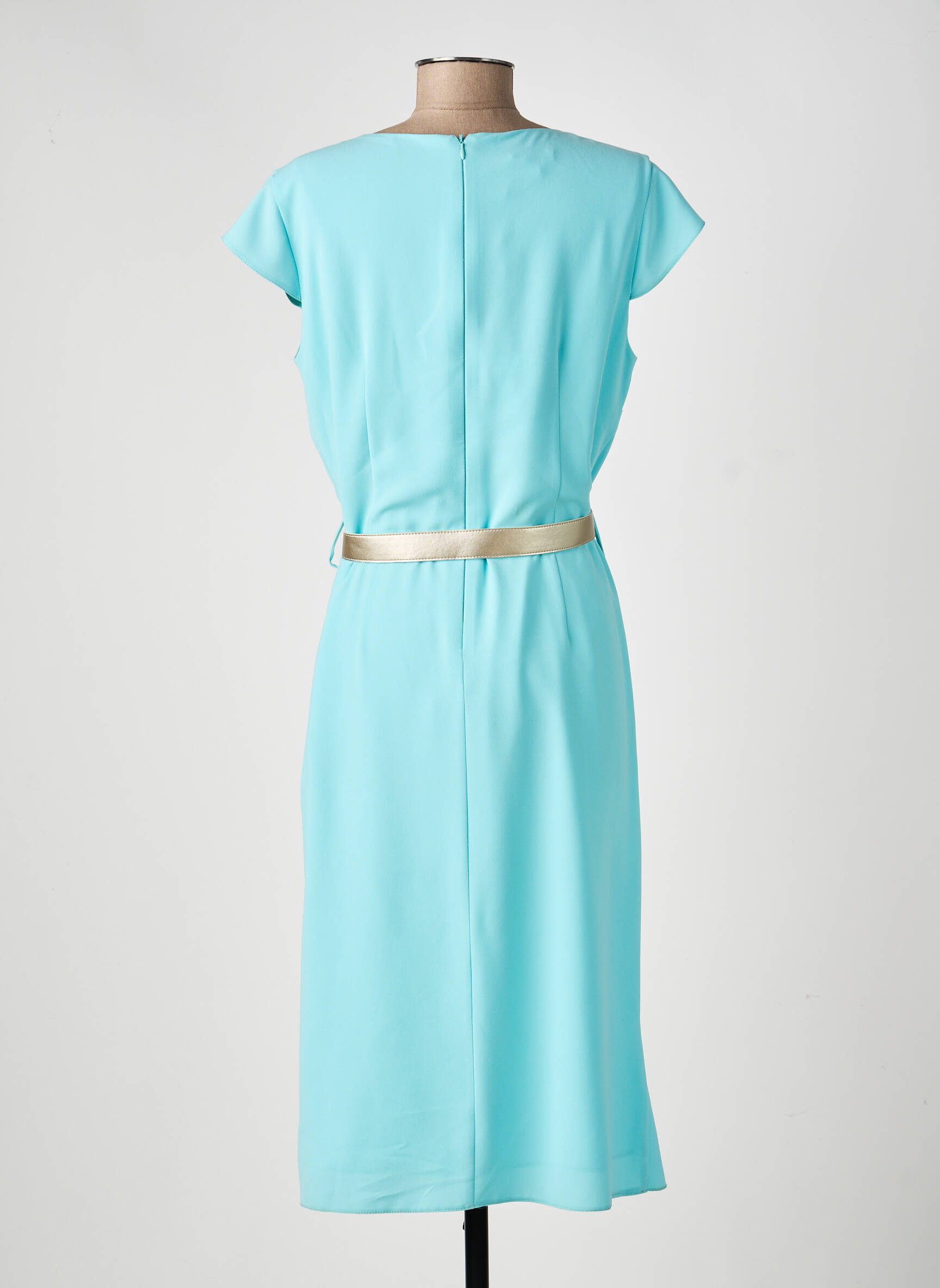 Rochie midi țesătură crep mâneci scurte verde ESTEL COLLECTION femeie
