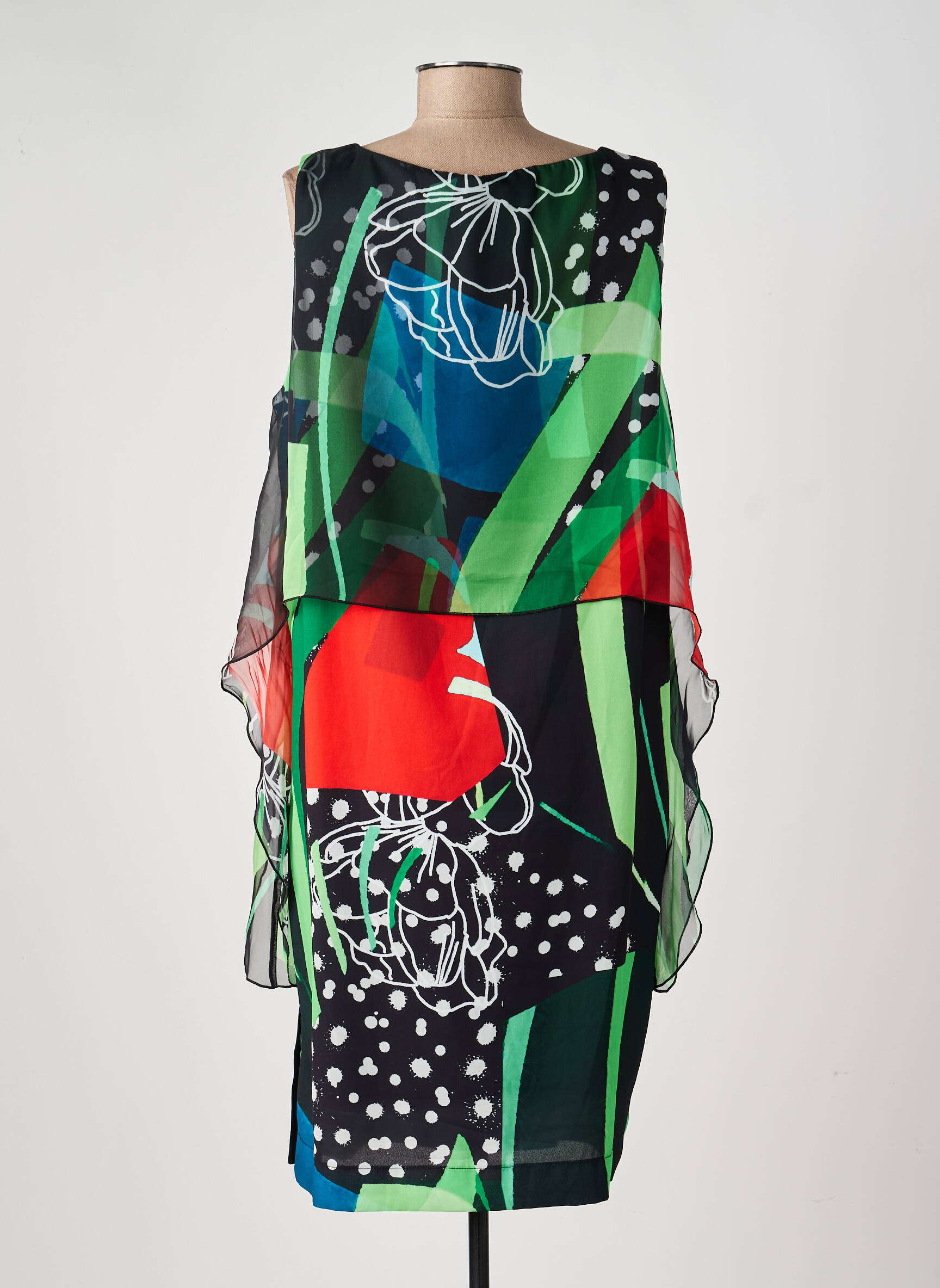Rochie midi croială fluidă fără mâneci negru EROKE femeie