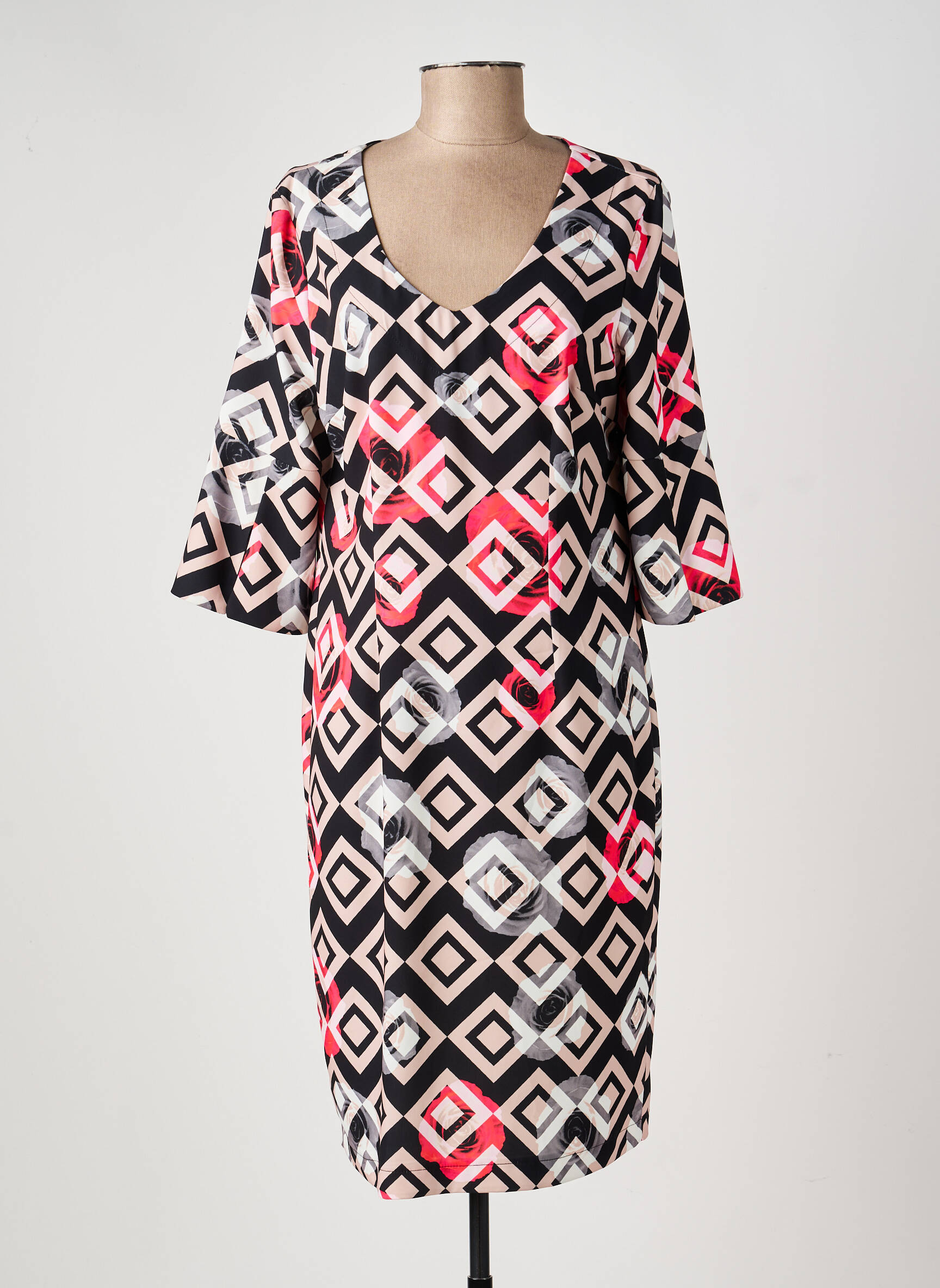 Rochie midi mâneci 3/4 mâneci 3/4 negru EROKE femeie
