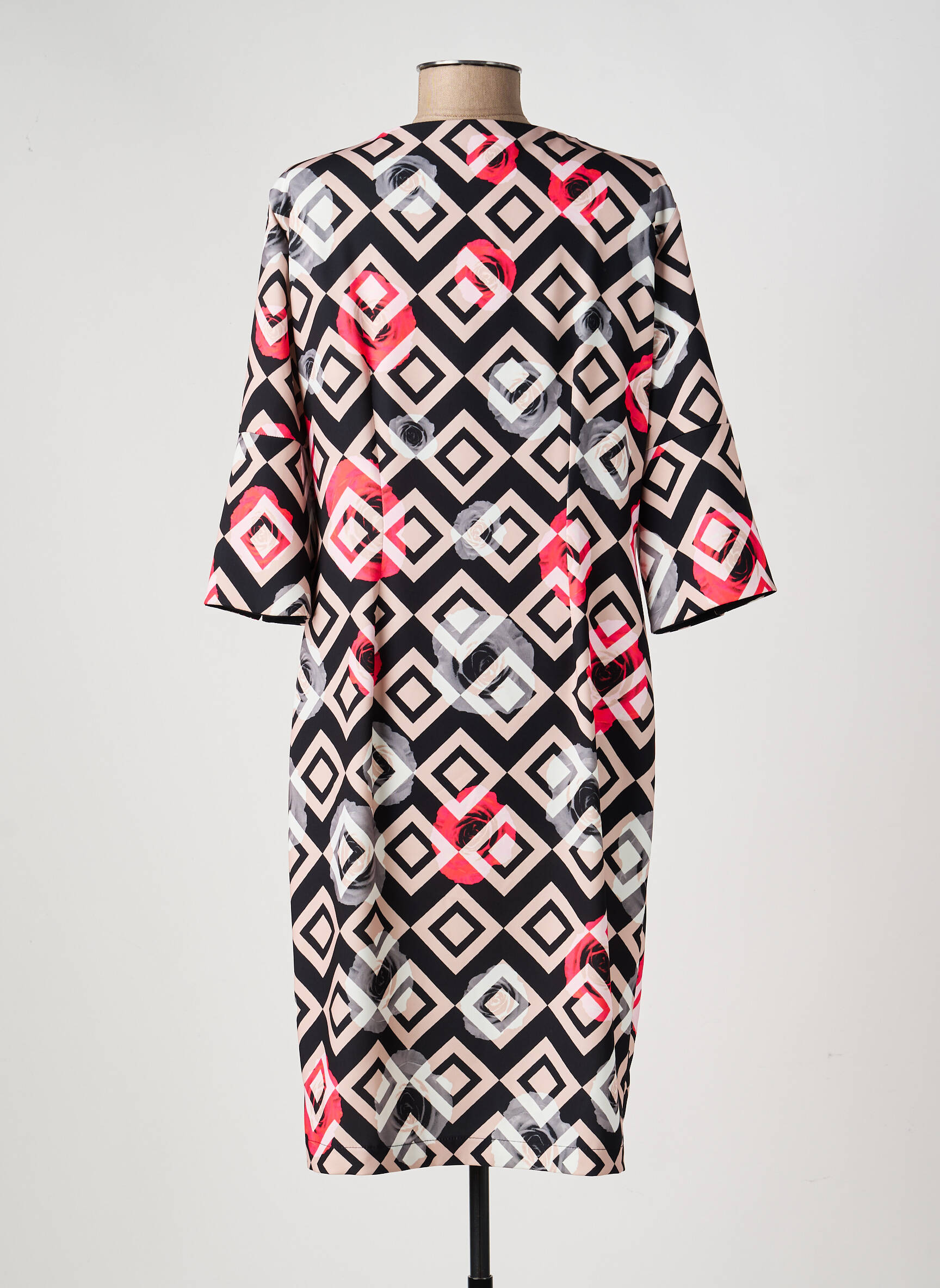 Rochie midi mâneci 3/4 mâneci 3/4 negru EROKE femeie