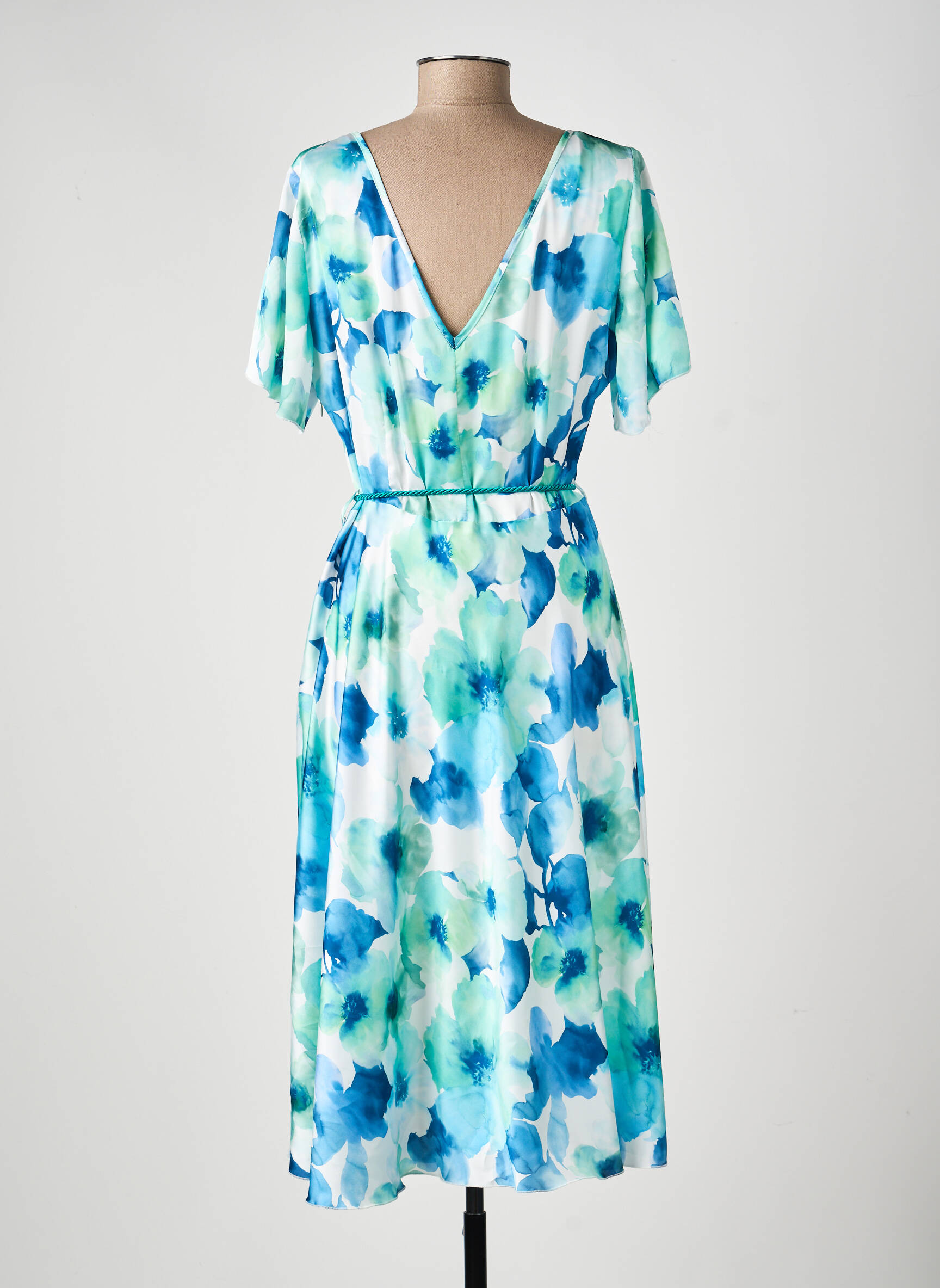 Rochie midi croială fluidă mâneci scurte albastru ESTEL COLLECTION femeie
