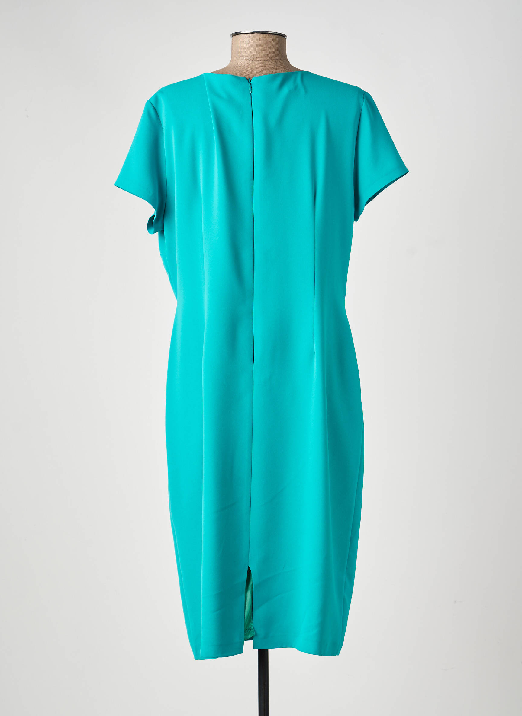 Rochie midi țesătură crep mâneci scurte verde ESTEL COLLECTION femeie