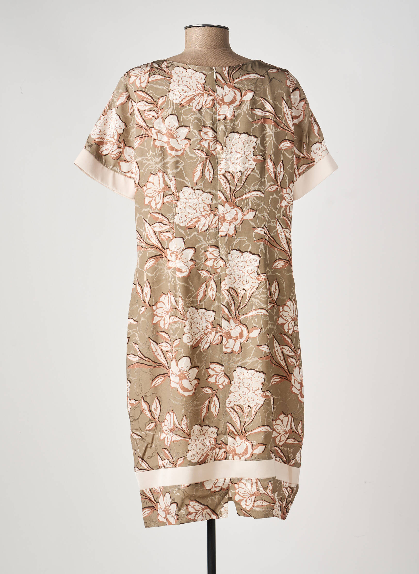 Rochie midi imprimeu floral mâneci scurte maro ESTEL COLLECTION femeie
