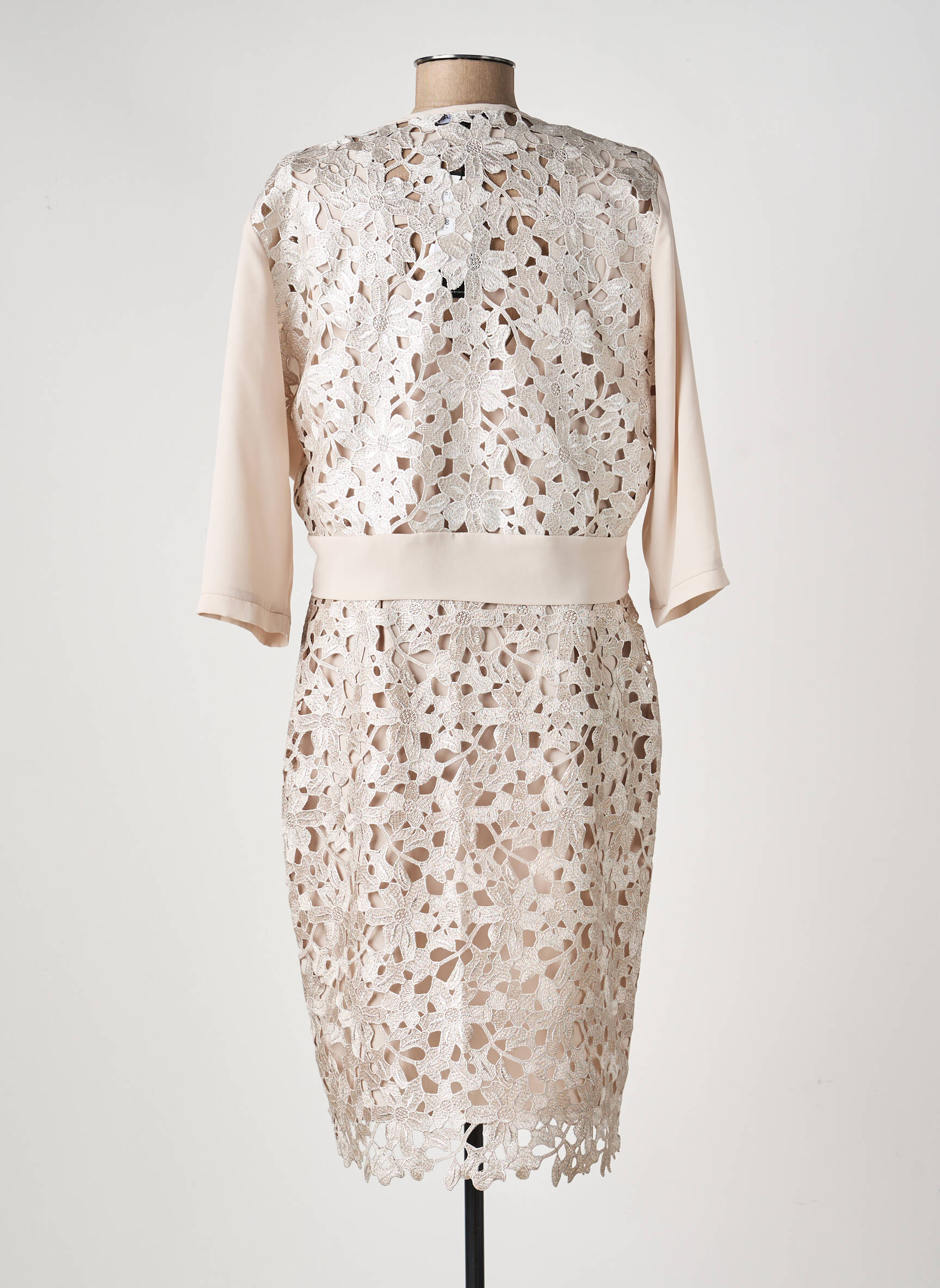 Set rochie mâneci 3/4 bej ANDAMIO femeie