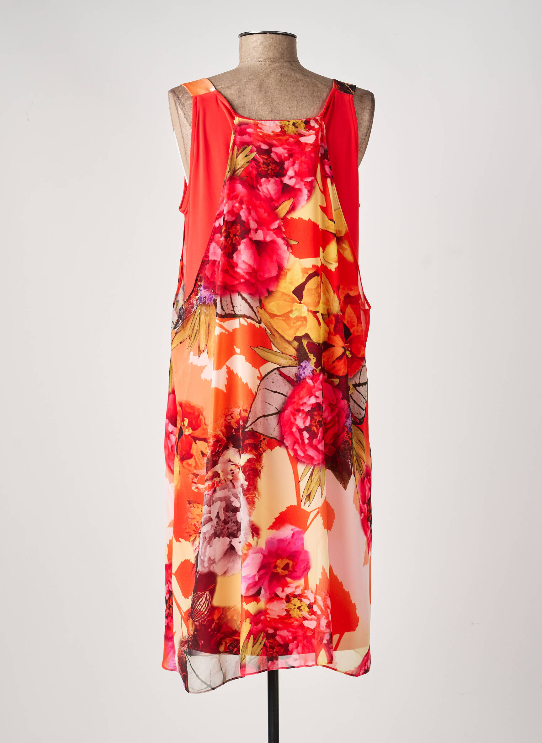 Rochie midi croială fluidă fără mâneci portocalie FRANK LYMAN femeie