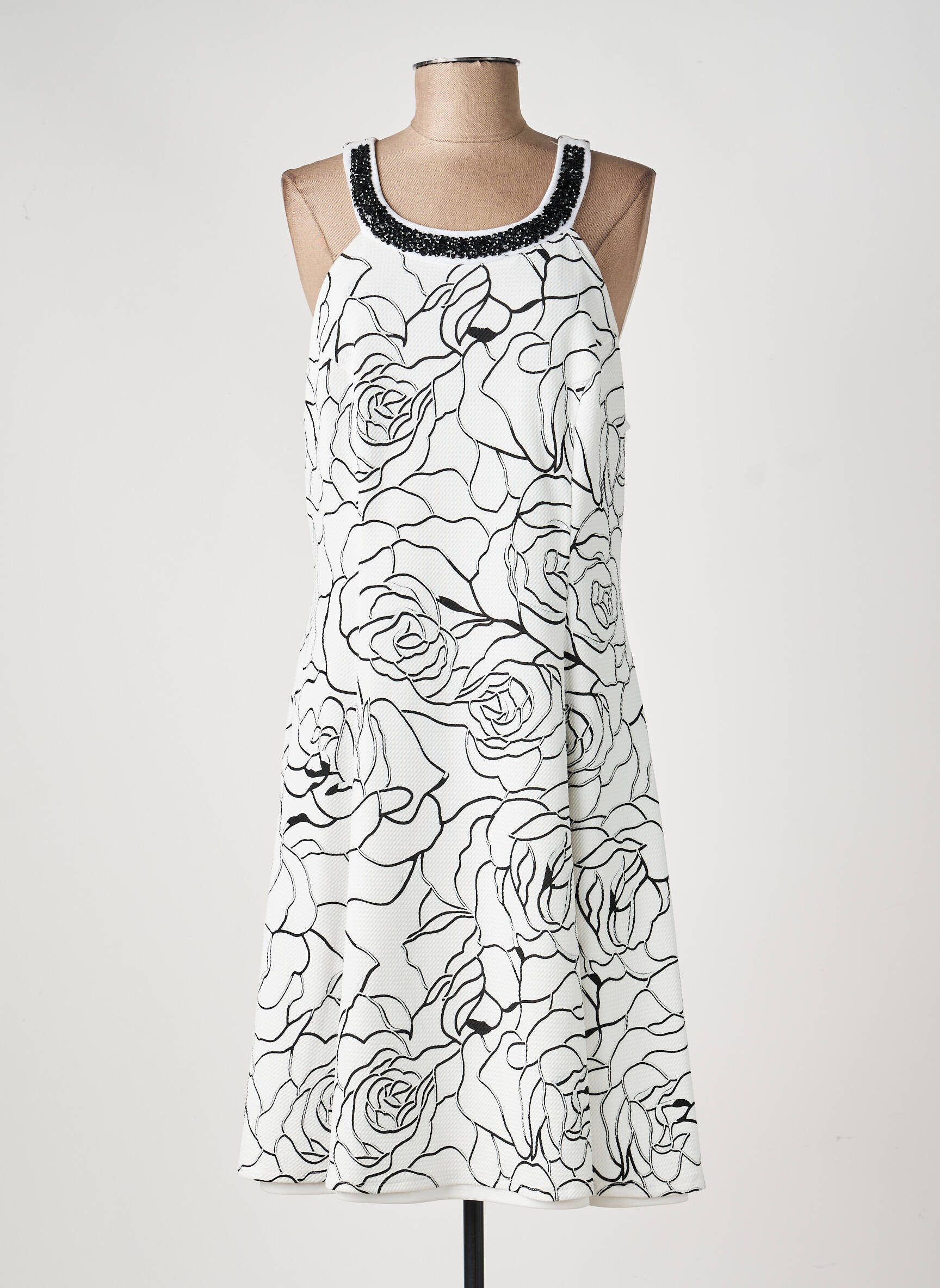 Rochie midi imprimeu floral fără mâneci alb FRANK LYMAN femeie
