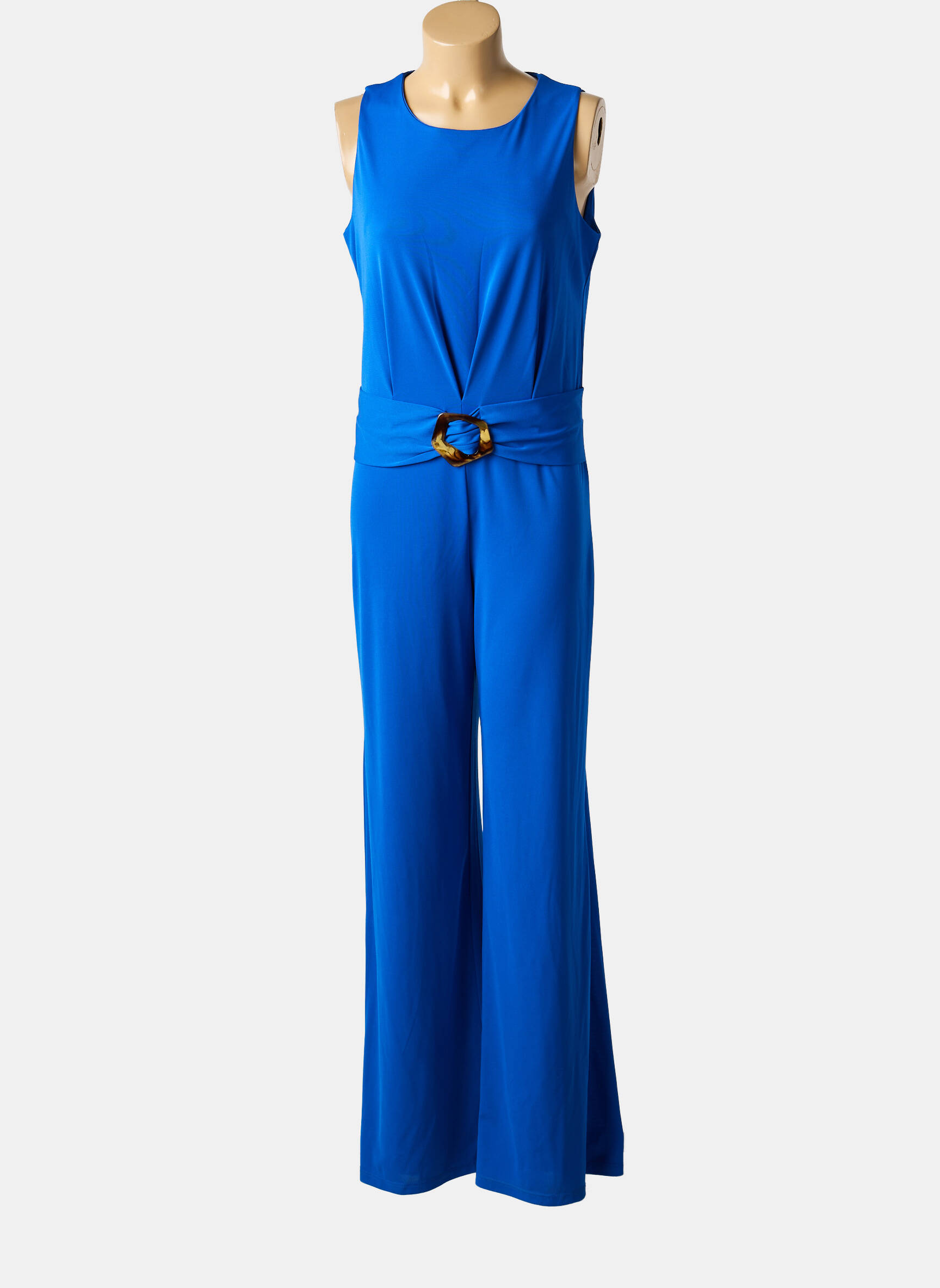 Salopetă-pantalon țesătură crep fără mâneci albastru DANEVA femeie