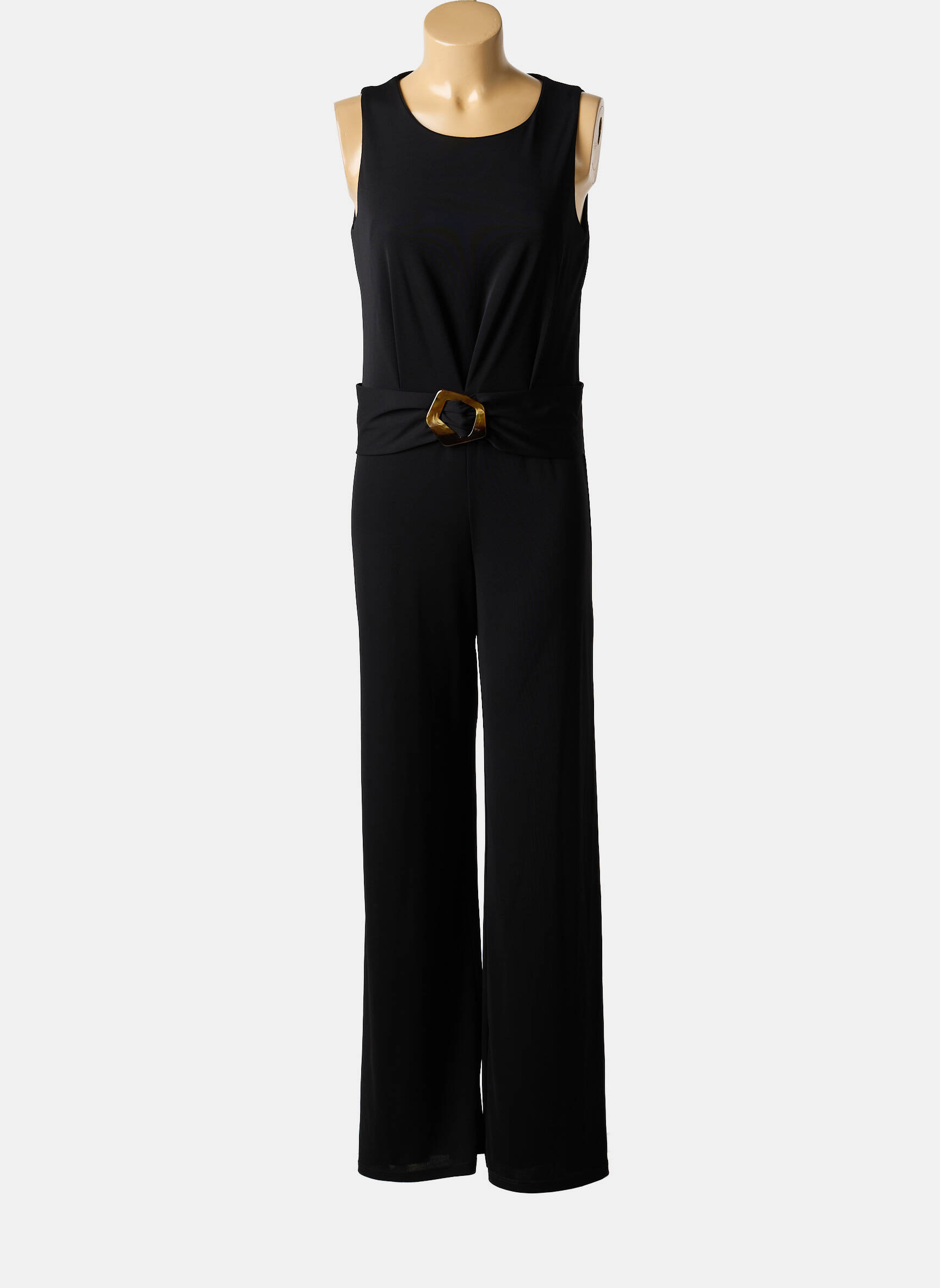 Salopetă-pantalon țesătură crep fără mâneci negru DANEVA femeie