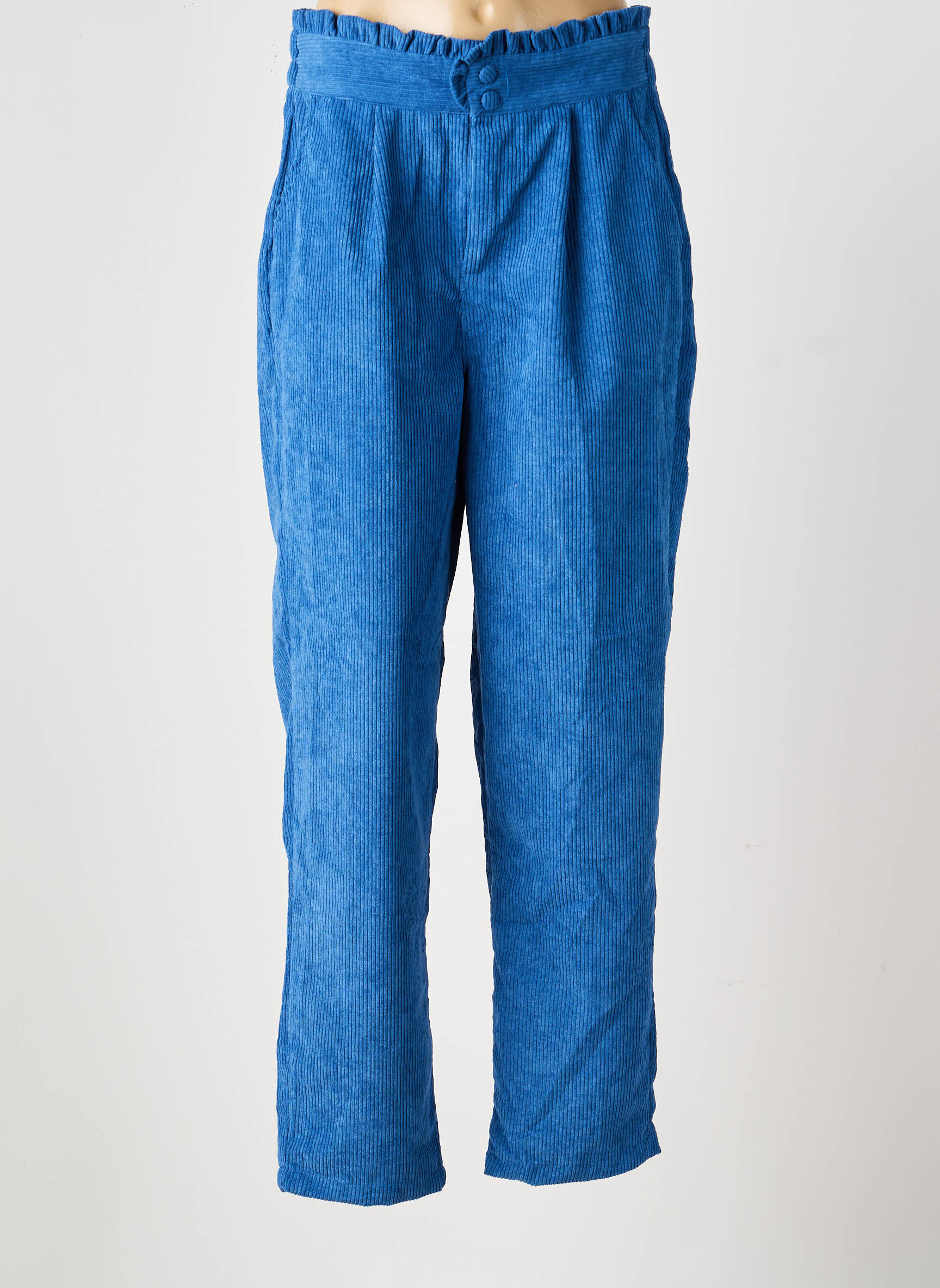 Pantalon drept elasticitate talie înaltă albastru SEASON femeie