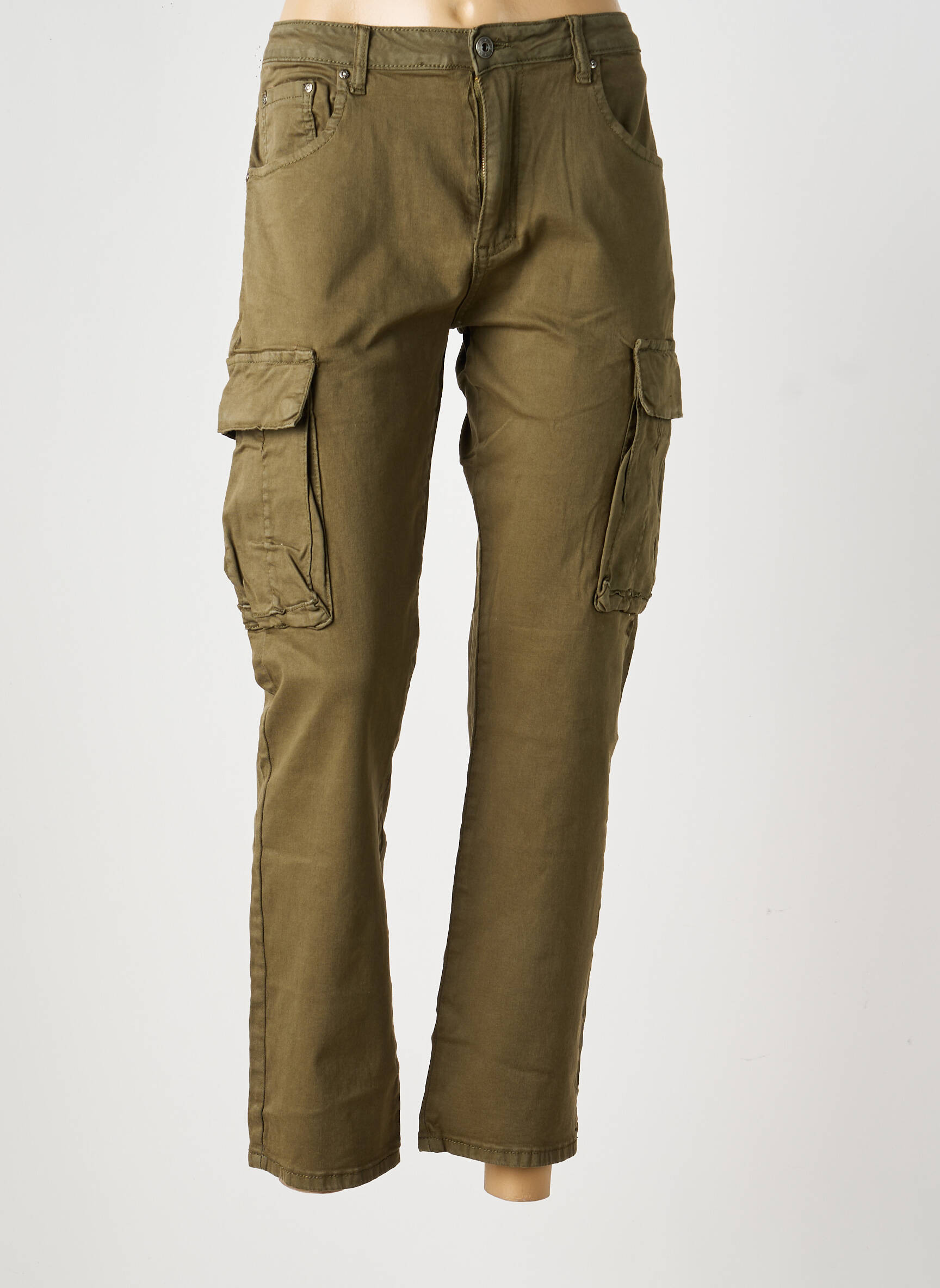 Pantalon cargo subțire mărime normală verde PLACE DU JOUR femeie