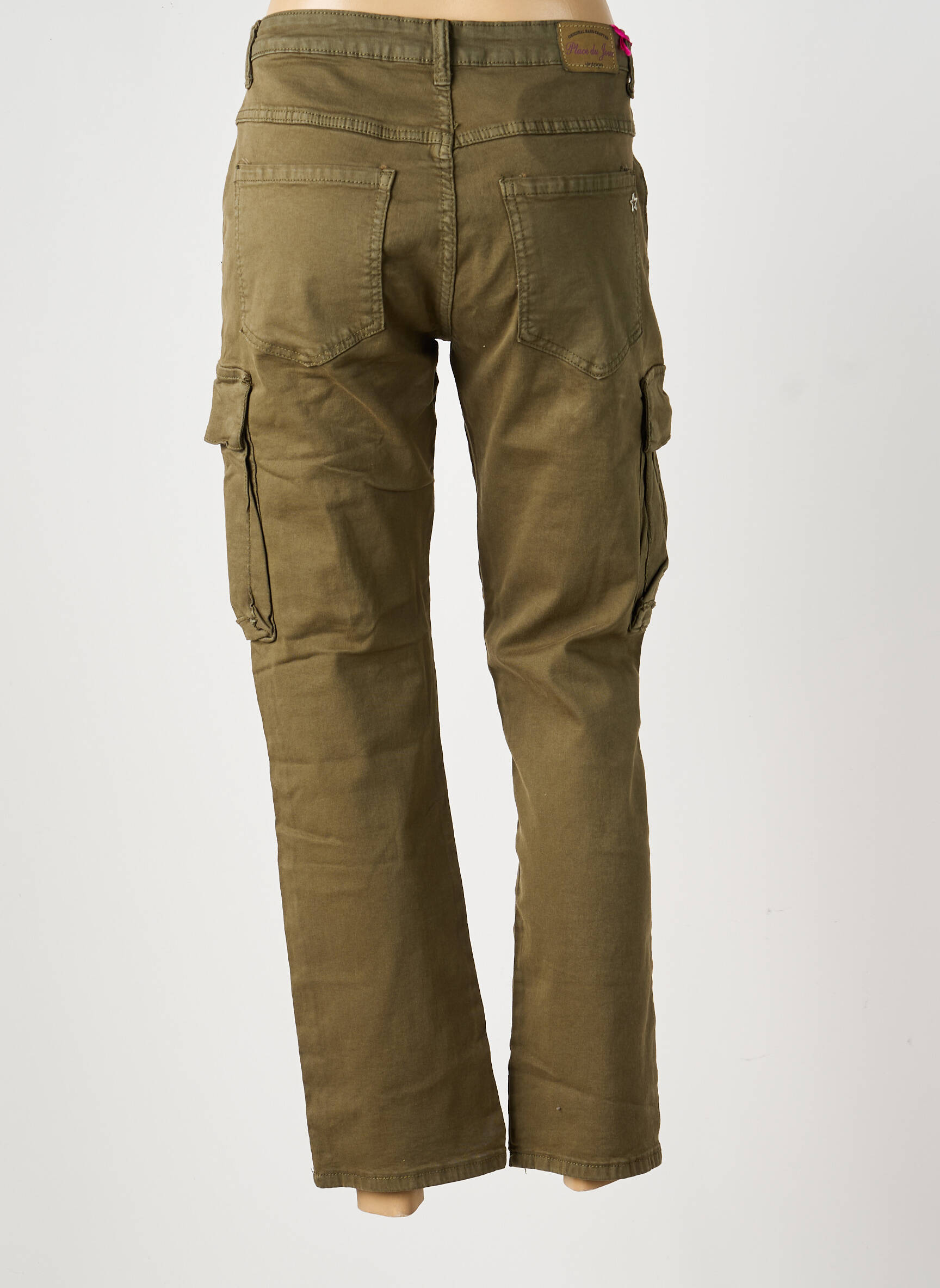 Pantalon cargo subțire mărime normală verde PLACE DU JOUR femeie