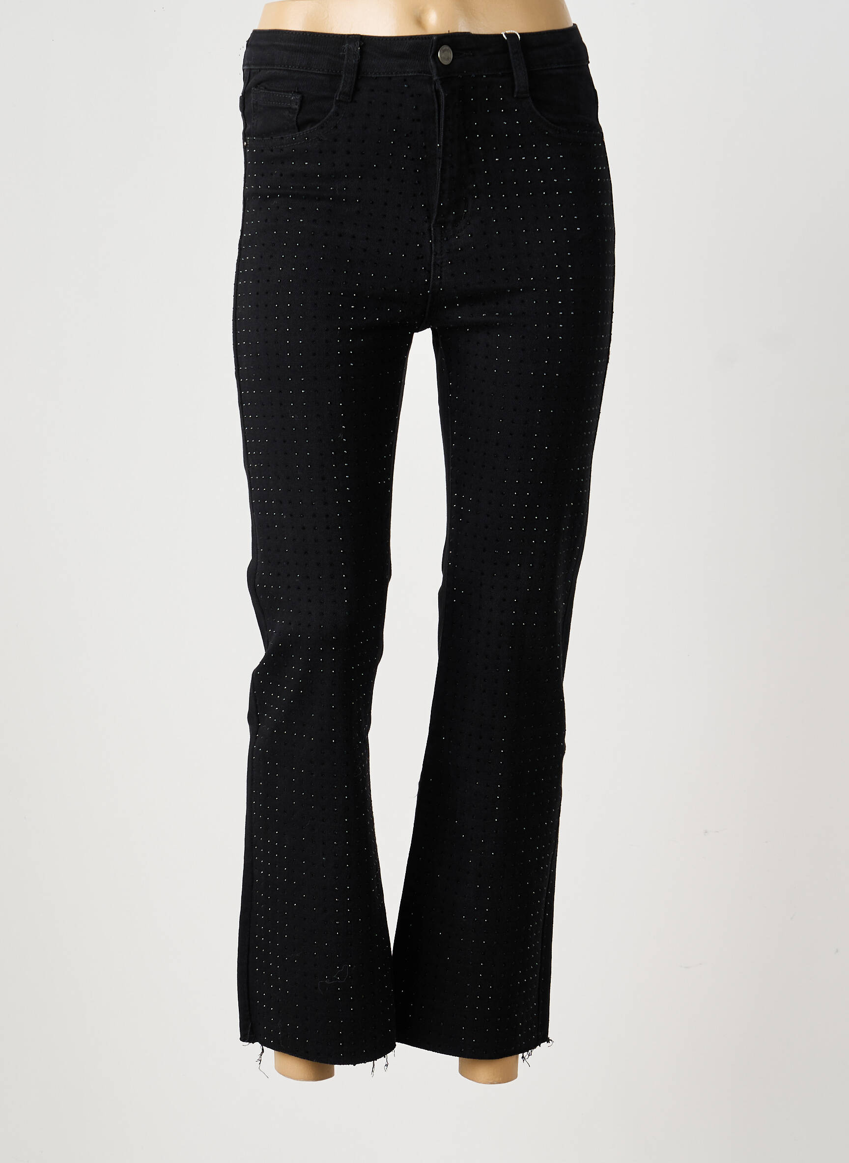 Blugi bootcut talie înaltă talie înaltă negru MISS BON femeie