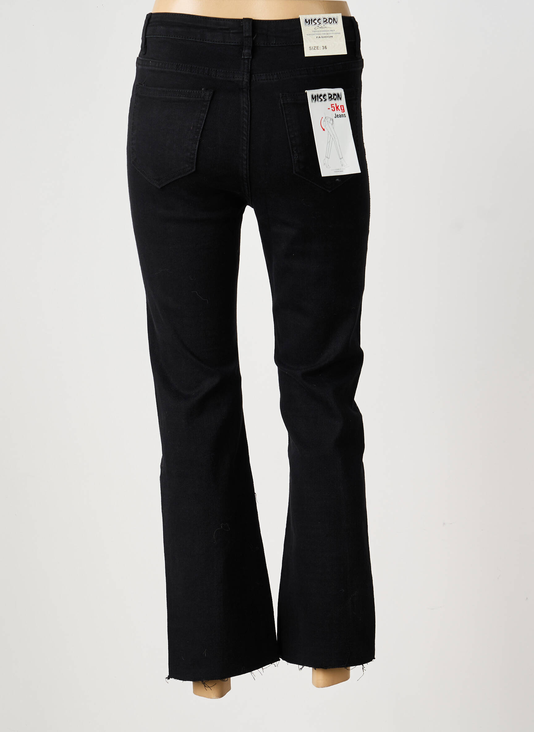 Blugi bootcut talie înaltă talie înaltă negru MISS BON femeie