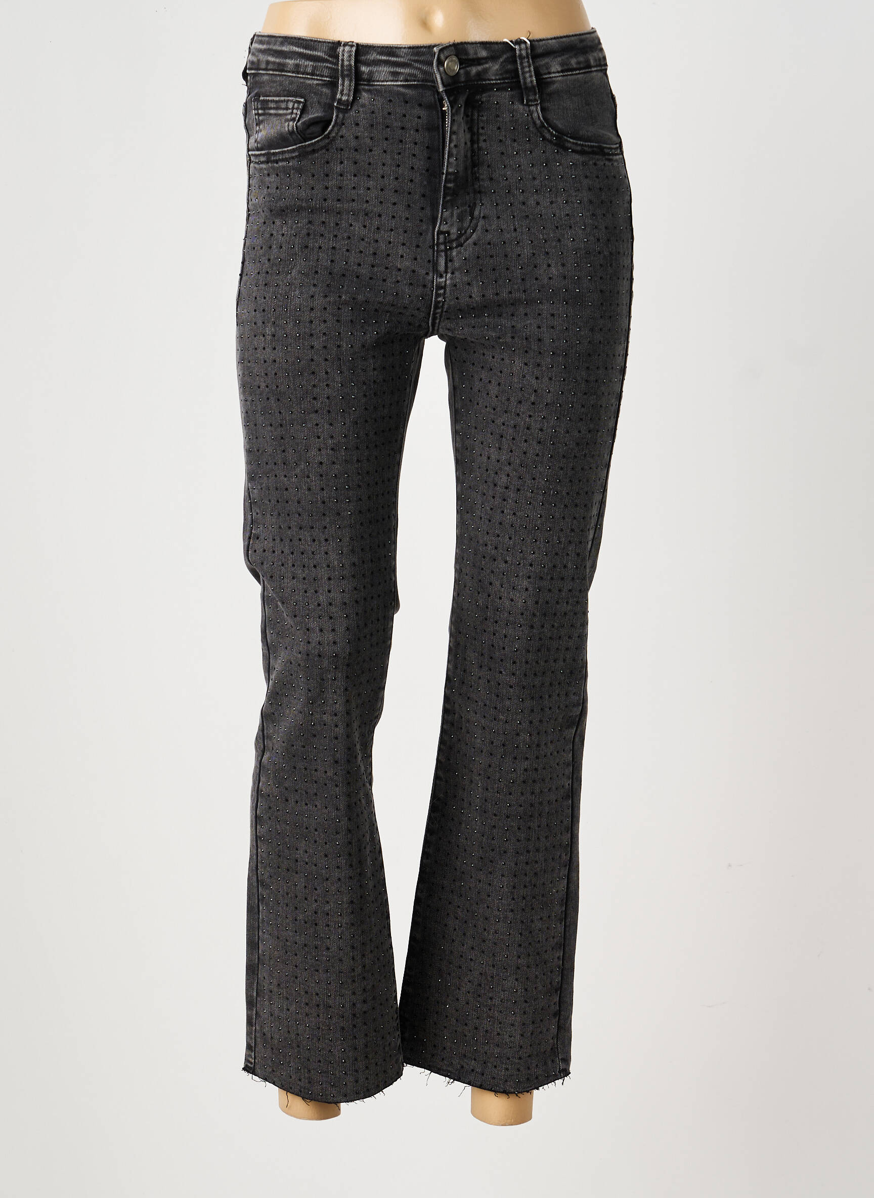 Blugi bootcut talie înaltă talie înaltă gri MISS BON femeie