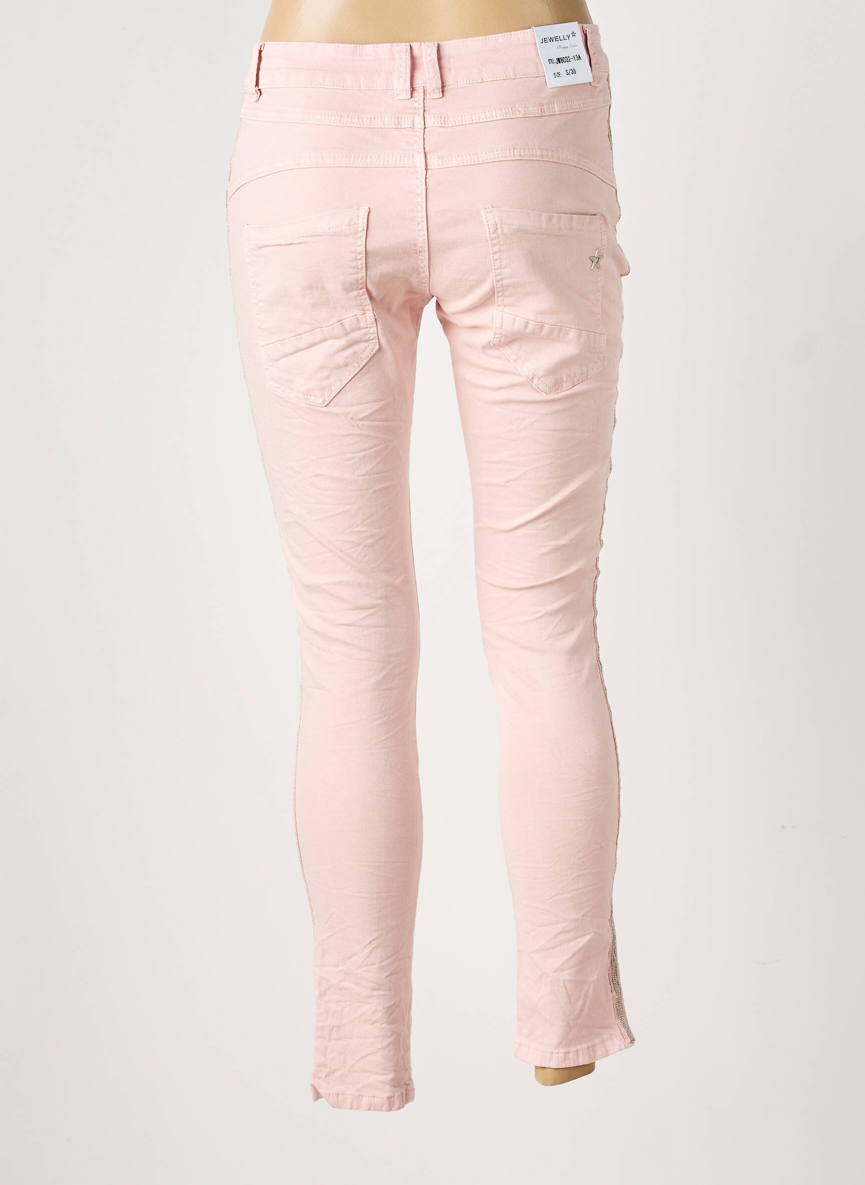 Pantalon slim țesătură poplin mărime normală roz JEWELLY femeie