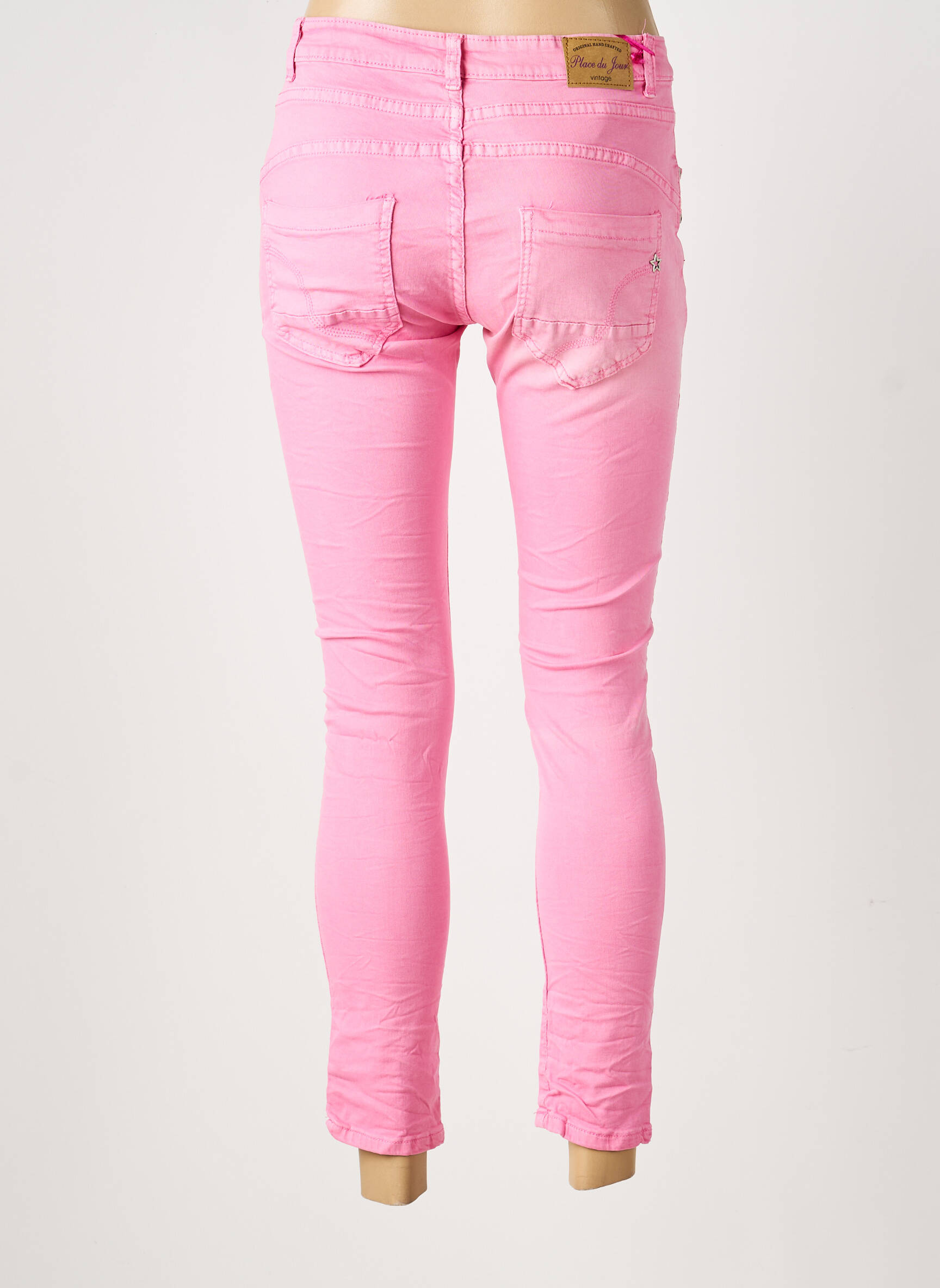 Pantalon slim elasticitate mărime normală roz PLACE DU JOUR femeie