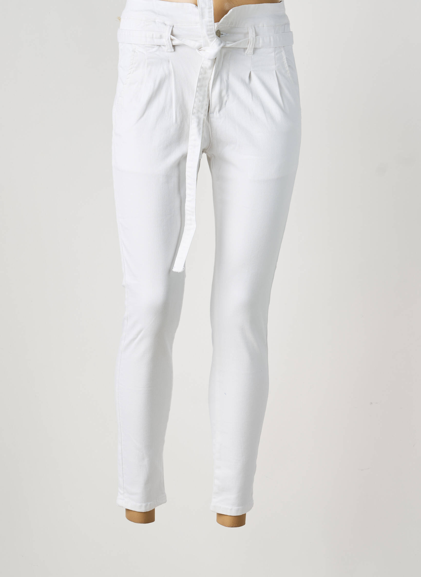 Pantalon slim talie elastică mărime normală alb R.DISPLAY femeie