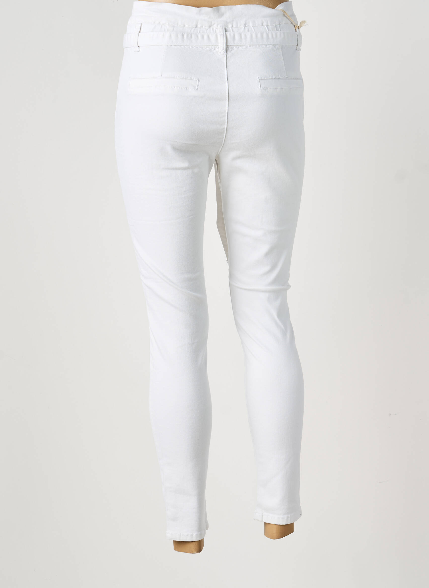 Pantalon slim talie elastică mărime normală alb R.DISPLAY femeie